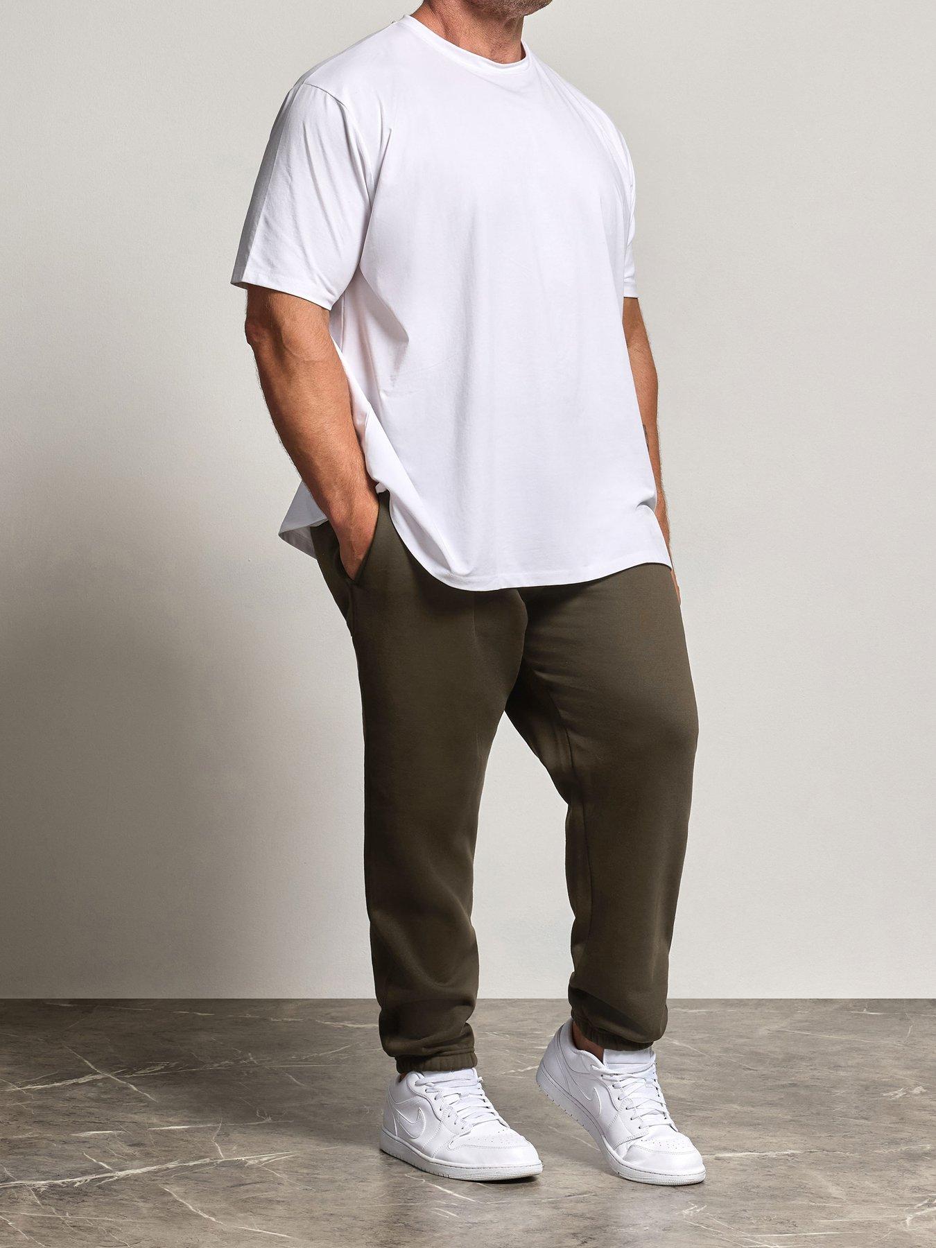 Badrhino Mens Elasticated Waist Cuffed Jogging Bottoms - Brown