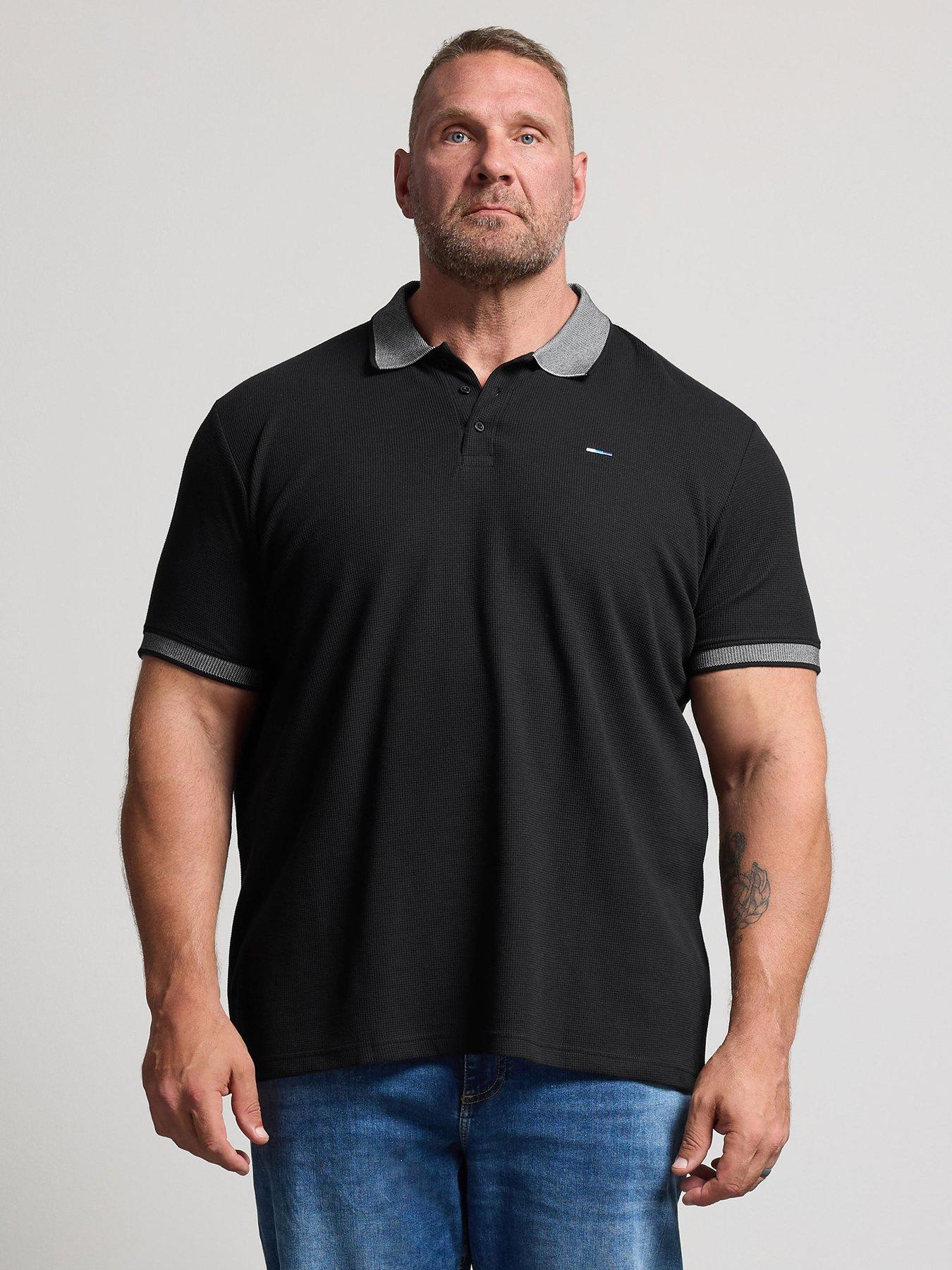 BadRhino Mens Waffle Texture Short Sleeve Polo Shirt, Black, Size 7-8Xl, Men
