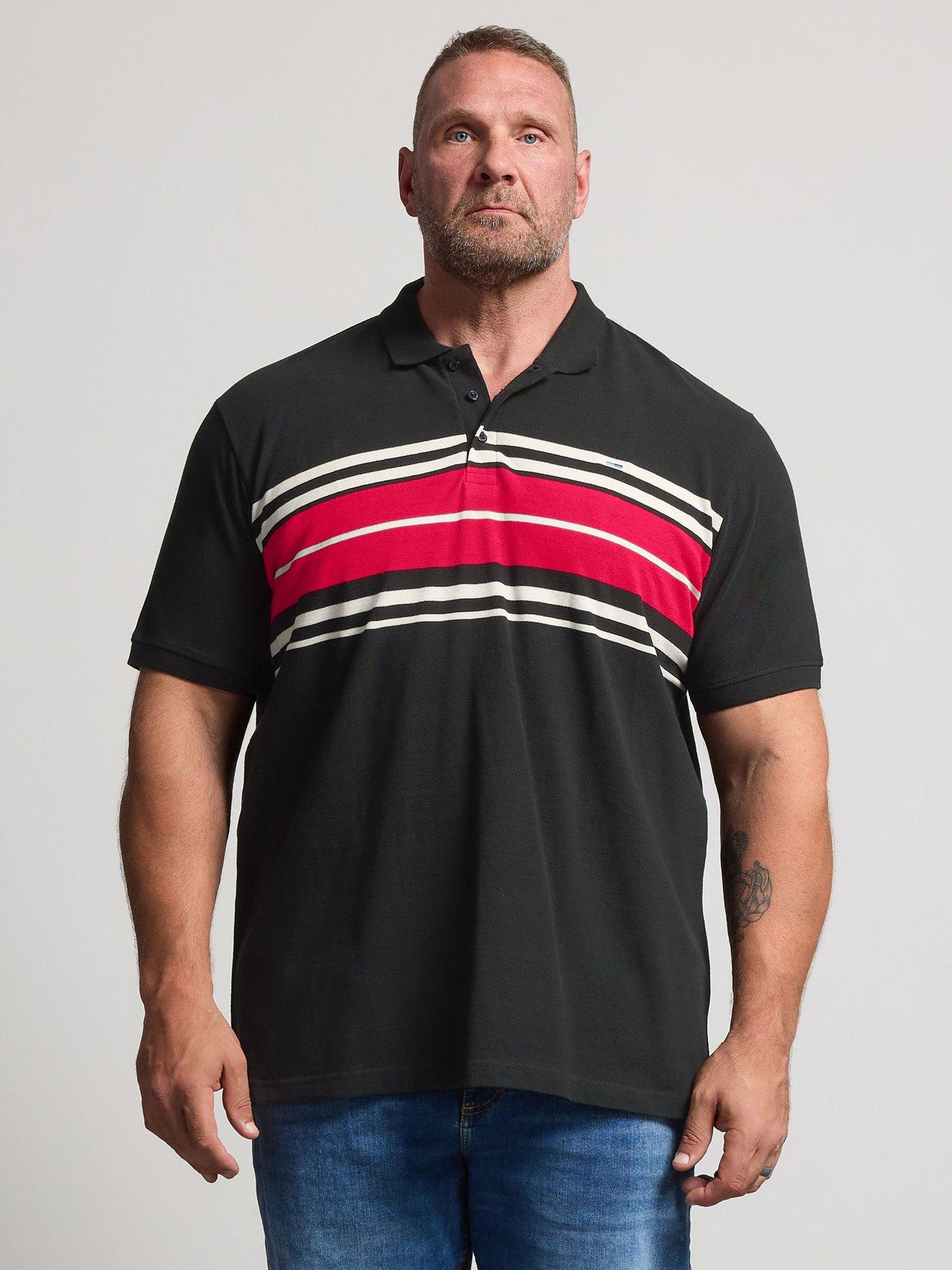 BadRhino Mens Big & Tall Stripe Chest Short Sleeve Polo Shirt, Black, Size 2Xl, Men