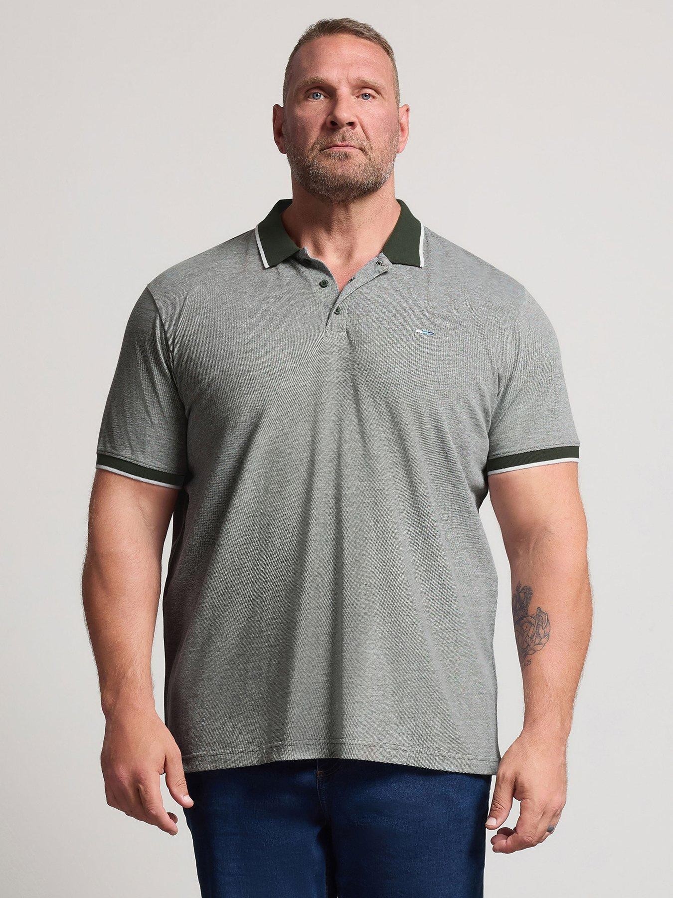 BadRhino Mens Regular Fit Marl Polo Shirt, Green, Size 4Xl, Men