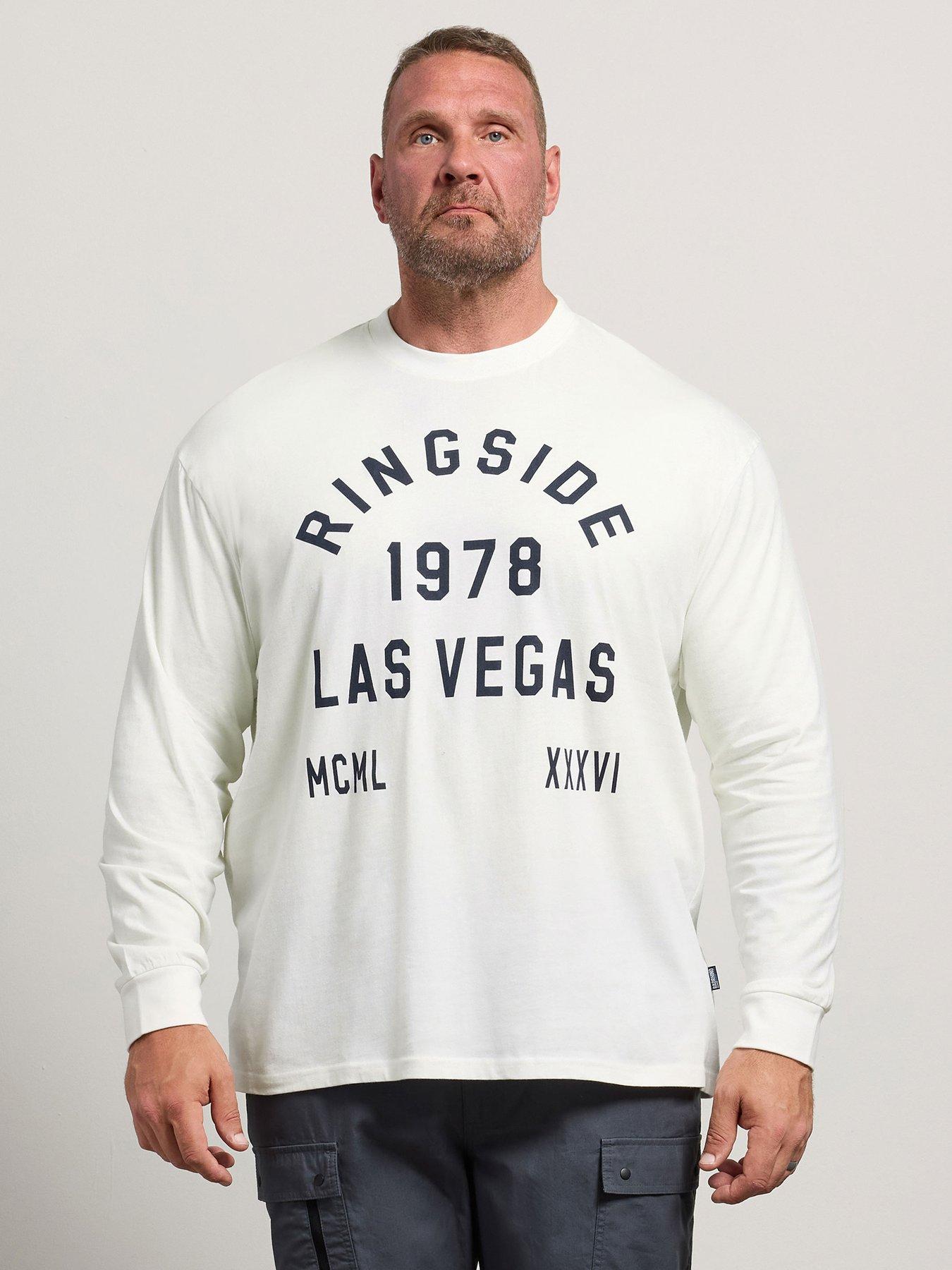 BadRhino Mens Long Sleeve Graphic Las Vegas T-Shirt, White, Size 2Xl, Men
