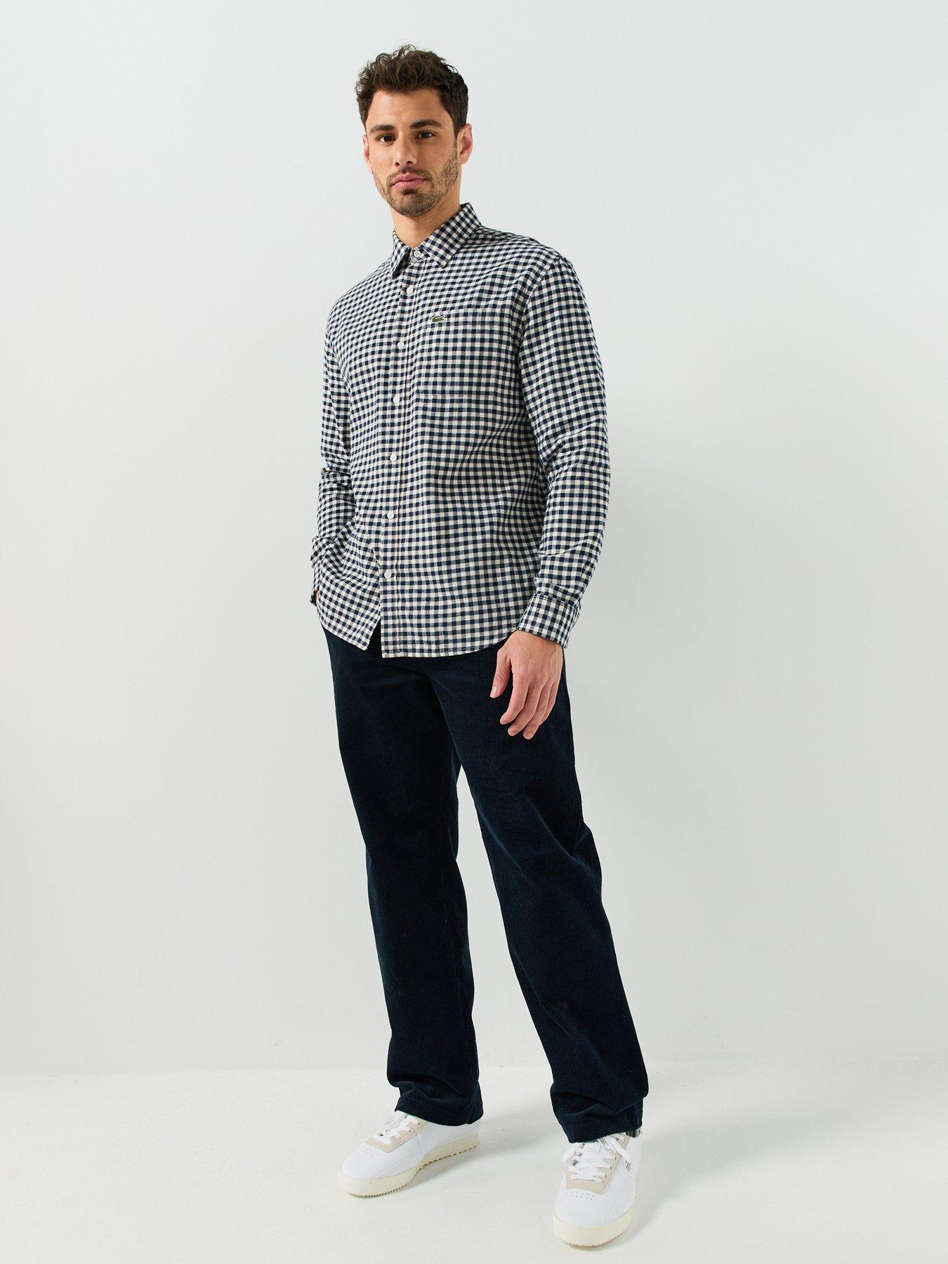 Image 3 of 4 of Lacoste Lacoste Small Check Flannel Shirt - Navy
