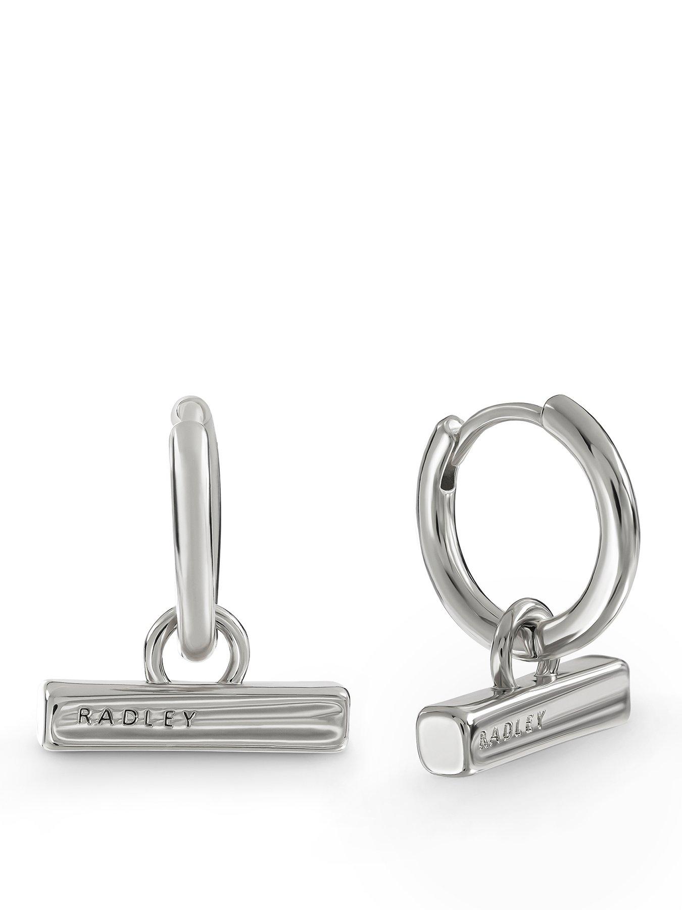 Image 1 of 4 of Radley Silver Plated Bar Hoop Earrings