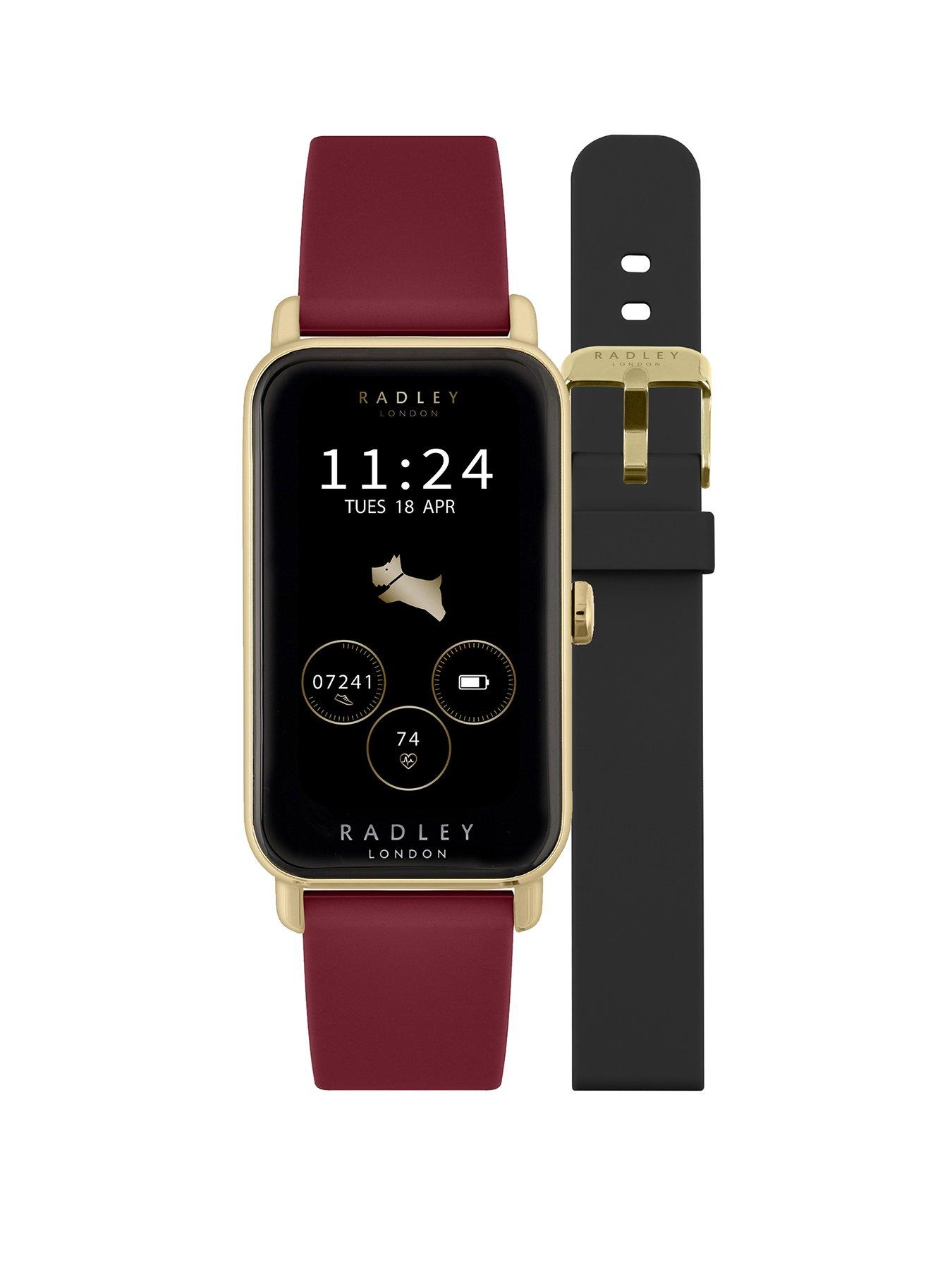 Radley Ladies Series 21 Smart Cranberry Red & Black Lozenge Silicone Strap Watch Set