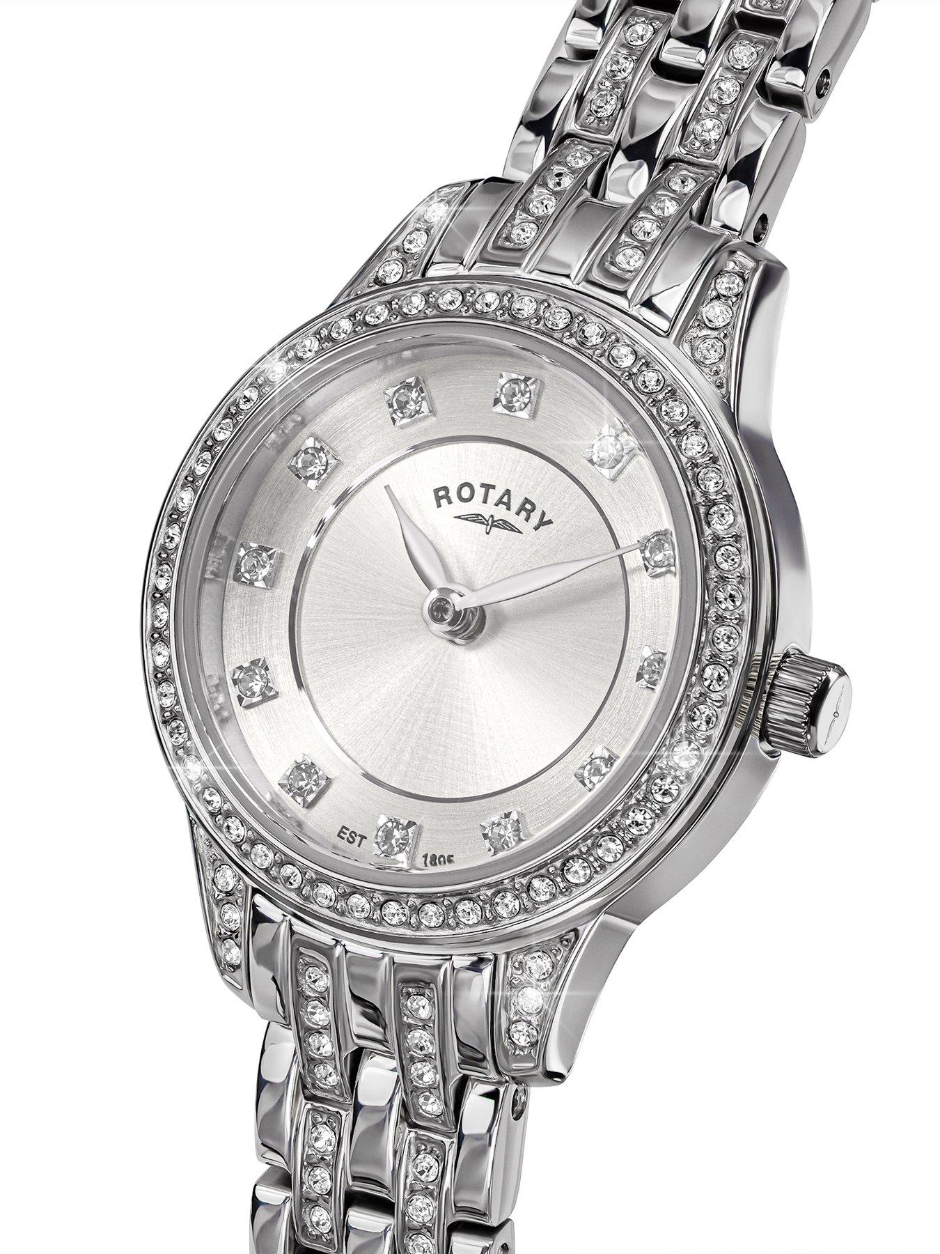 Image 2 of 6 of Rotary Rotary Ladies Stainless Steel Watch &amp; Stone Set Bracelet Set