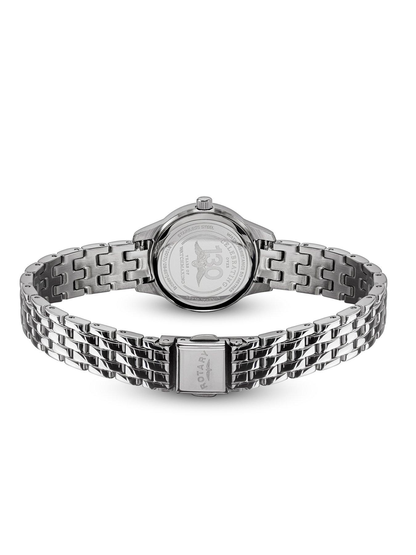 Image 5 of 6 of Rotary Rotary Ladies Stainless Steel Watch &amp; Stone Set Bracelet Set