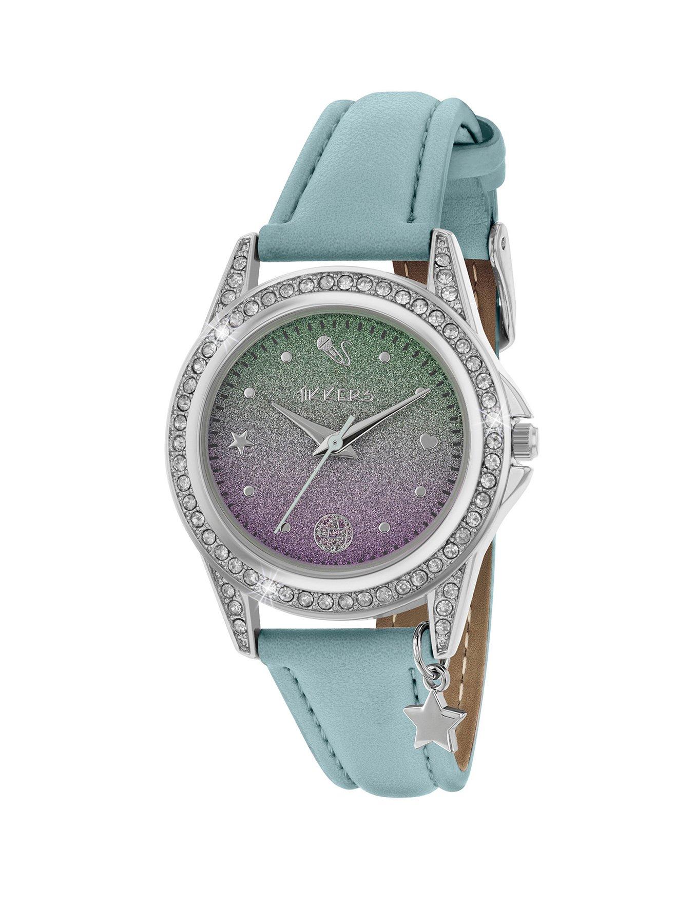 Image 1 of 4 of Tikkers Tikkers Stone Set Aqua Strap Watch