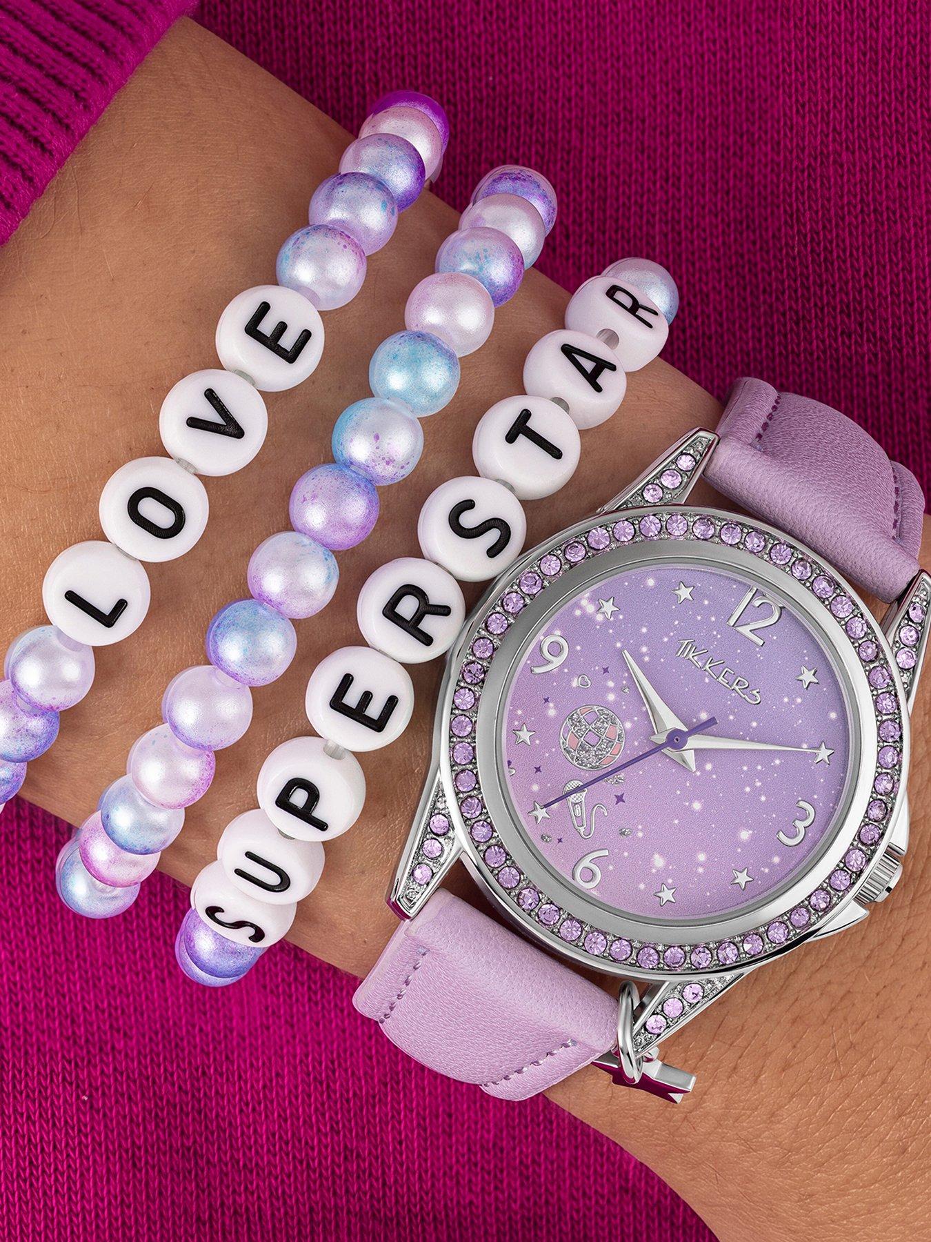 Image 2 of 6 of Tikkers Stone Set Lilac Strap Watch and Bracelet Set