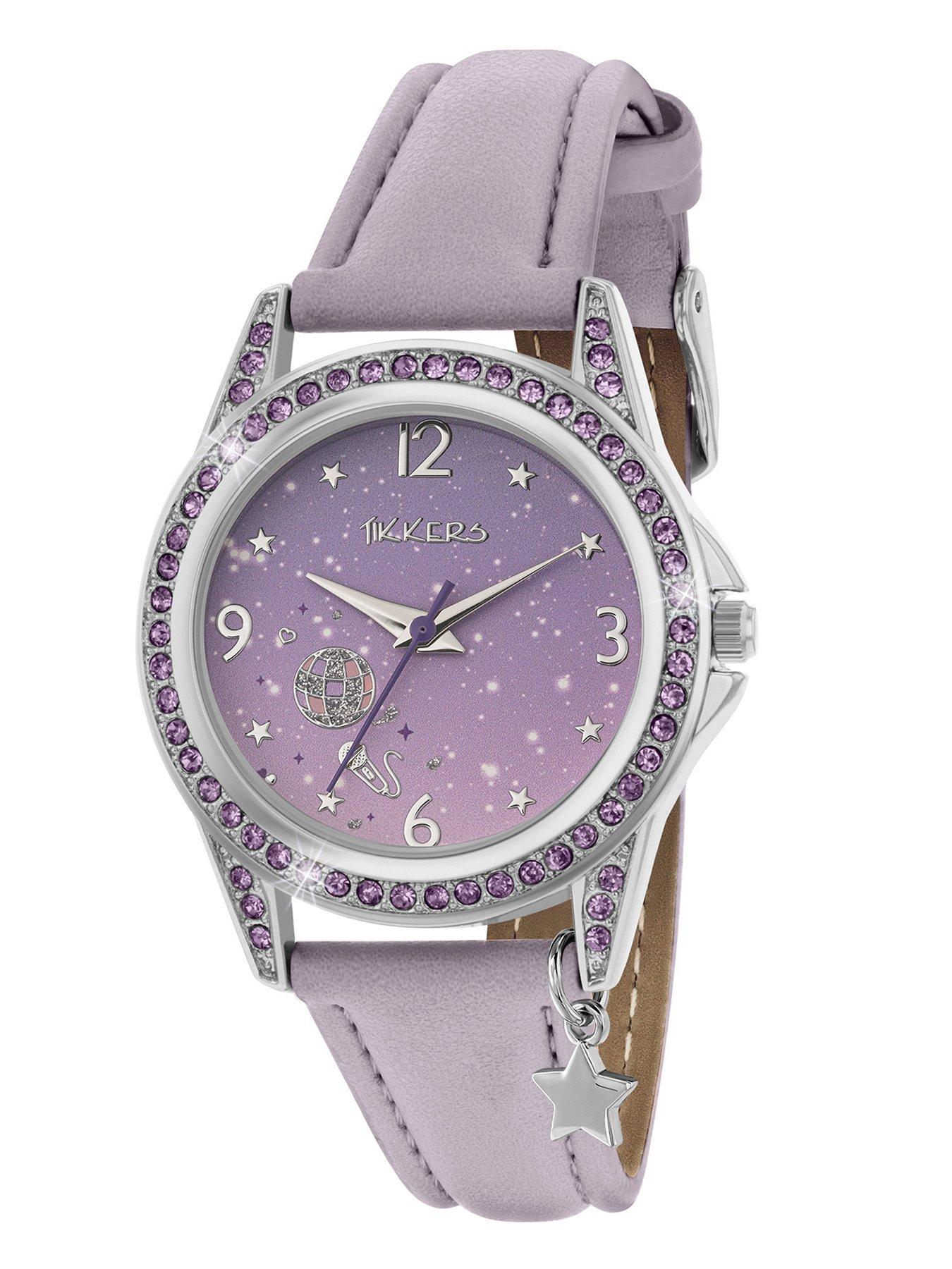 Image 3 of 6 of Tikkers Stone Set Lilac Strap Watch and Bracelet Set