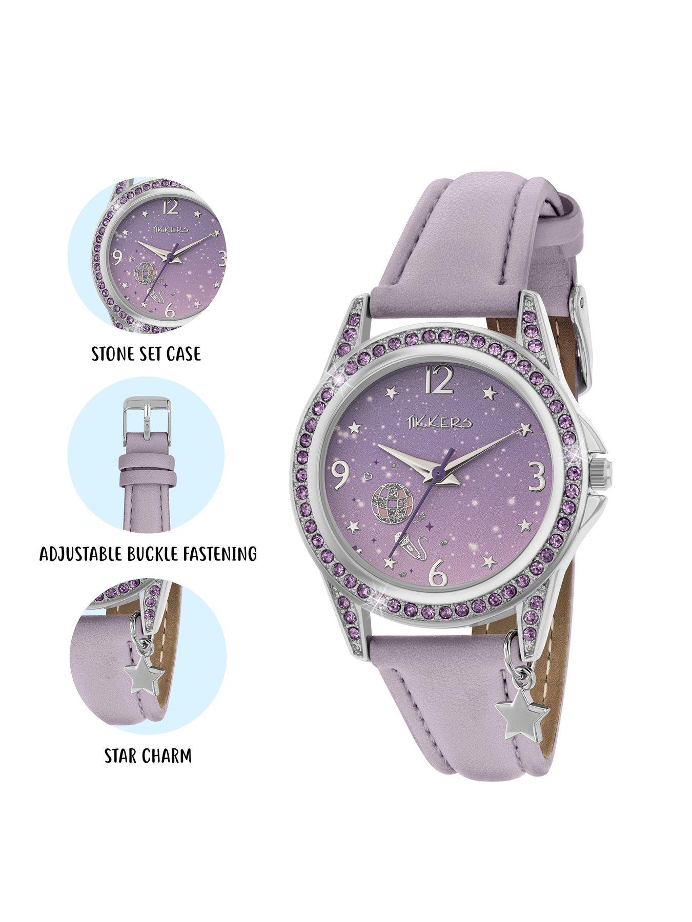 Image 4 of 6 of Tikkers Stone Set Lilac Strap Watch and Bracelet Set