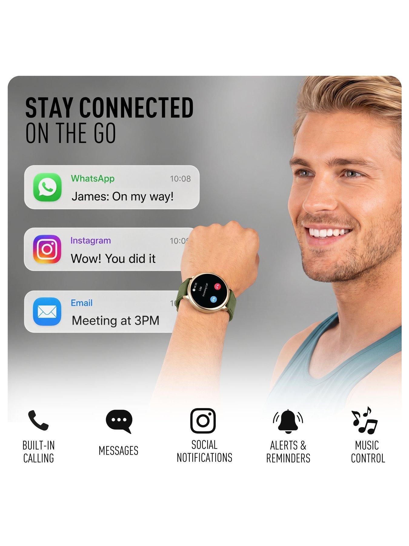 Image 4 of 8 of Reflex Active Spectra Khaki Silicone Strap Smart Watch
