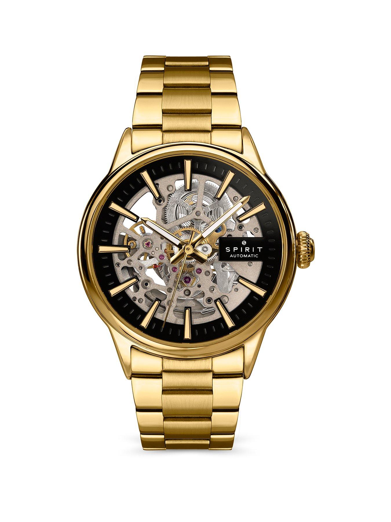 Spirit Gents Skeleton Automatic Gold Plated Bracelet Watch
