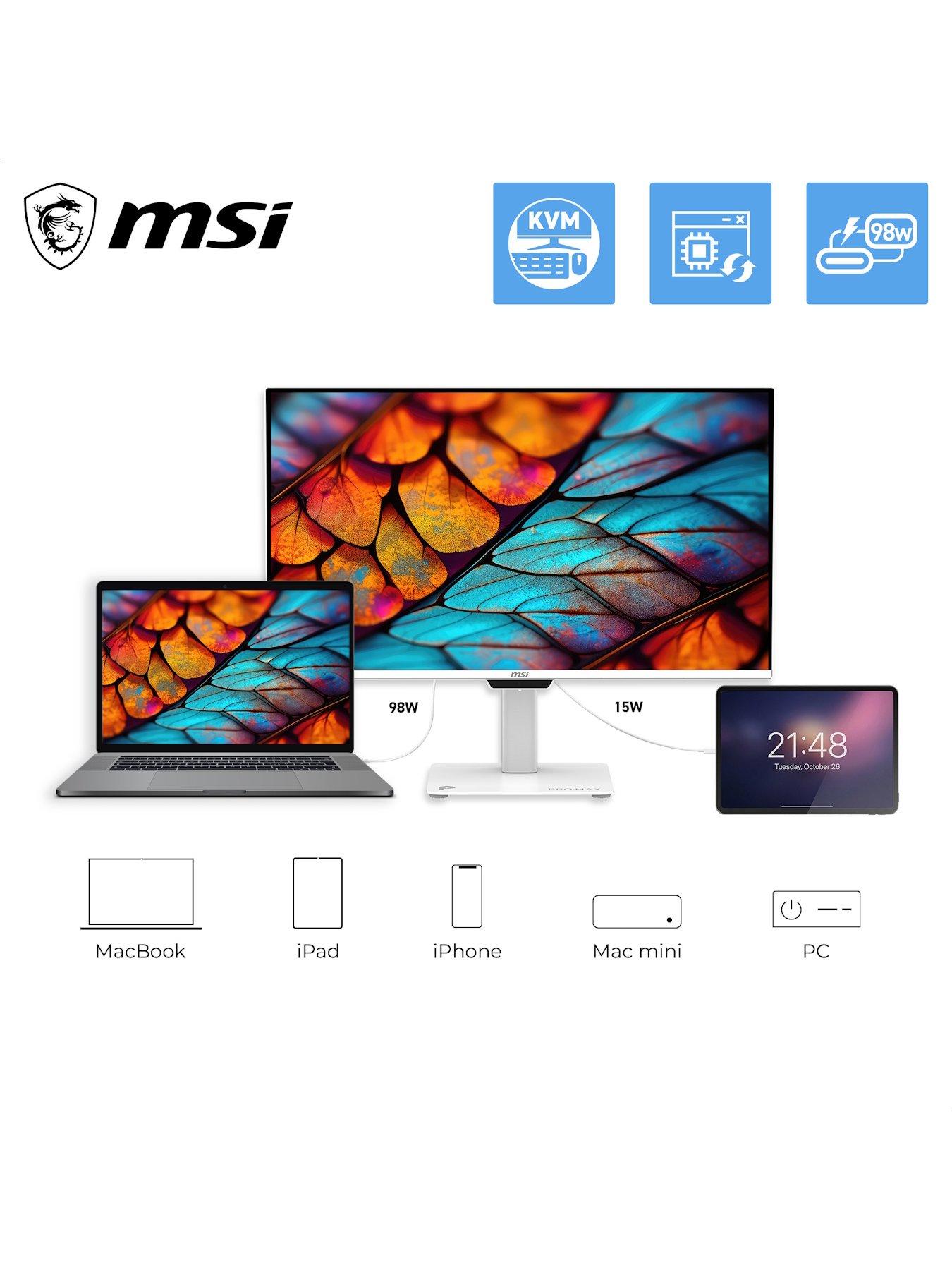 Image 5 of 7 of MSI PRO MAX 271UPXW12G 27 inch, QD-OLED, 4K UHD, 120Hz, NVIDIA G-SYNC Compatible, AMD FreeSync Premium Pro White Monitor