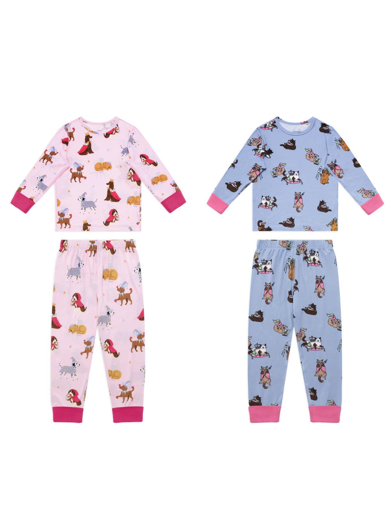 CHELSEA PEERS Chelsea Peers Kids Two Pack Fairytale Dogs  &  Princess Cats Print Long Pyjama Set - Multi