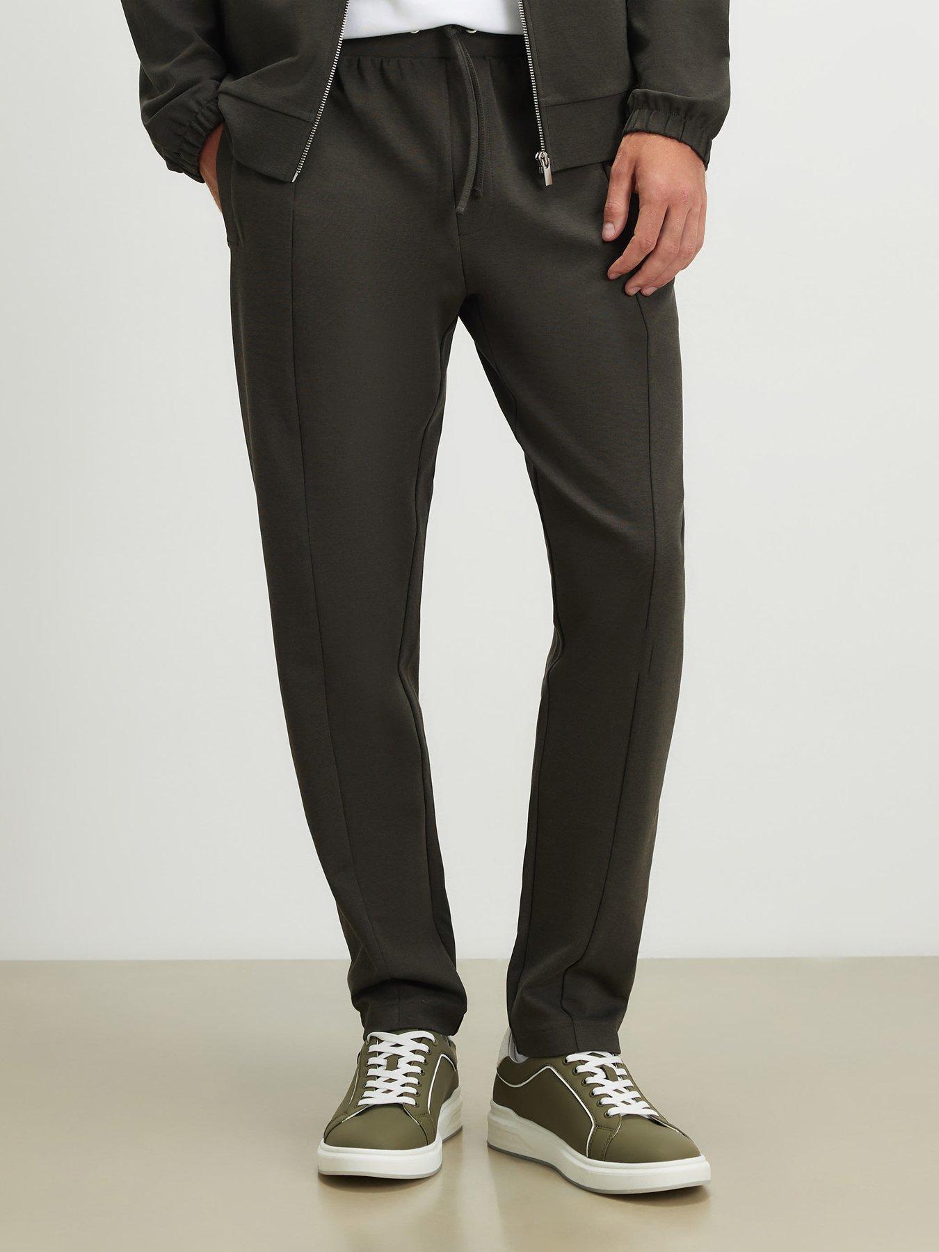Image 1 of 4 of River Island Mens Slim Fit Pintuck Jogging Bottoms - Green