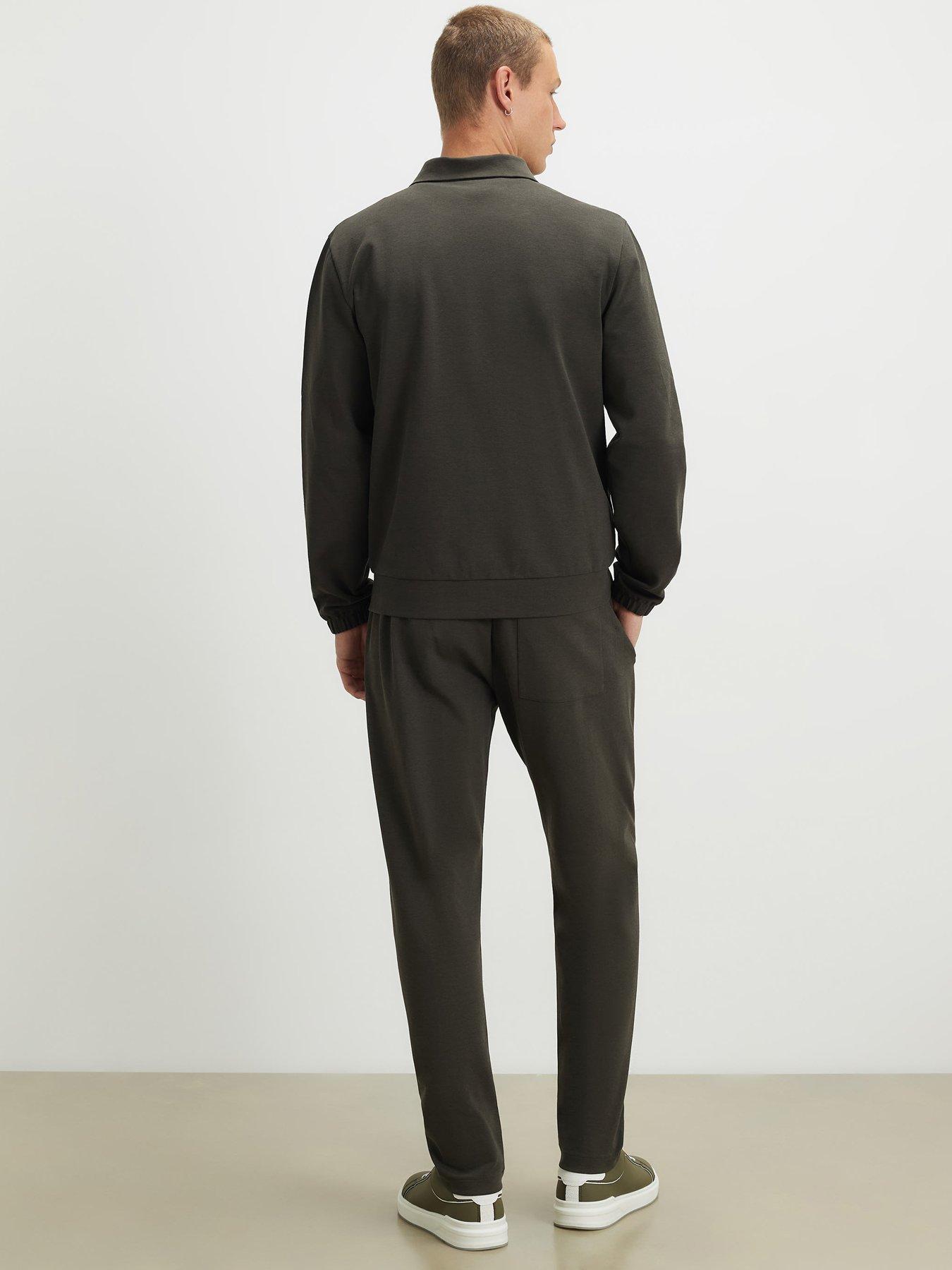 Image 2 of 4 of River Island Mens Slim Fit Pintuck Jogging Bottoms - Green