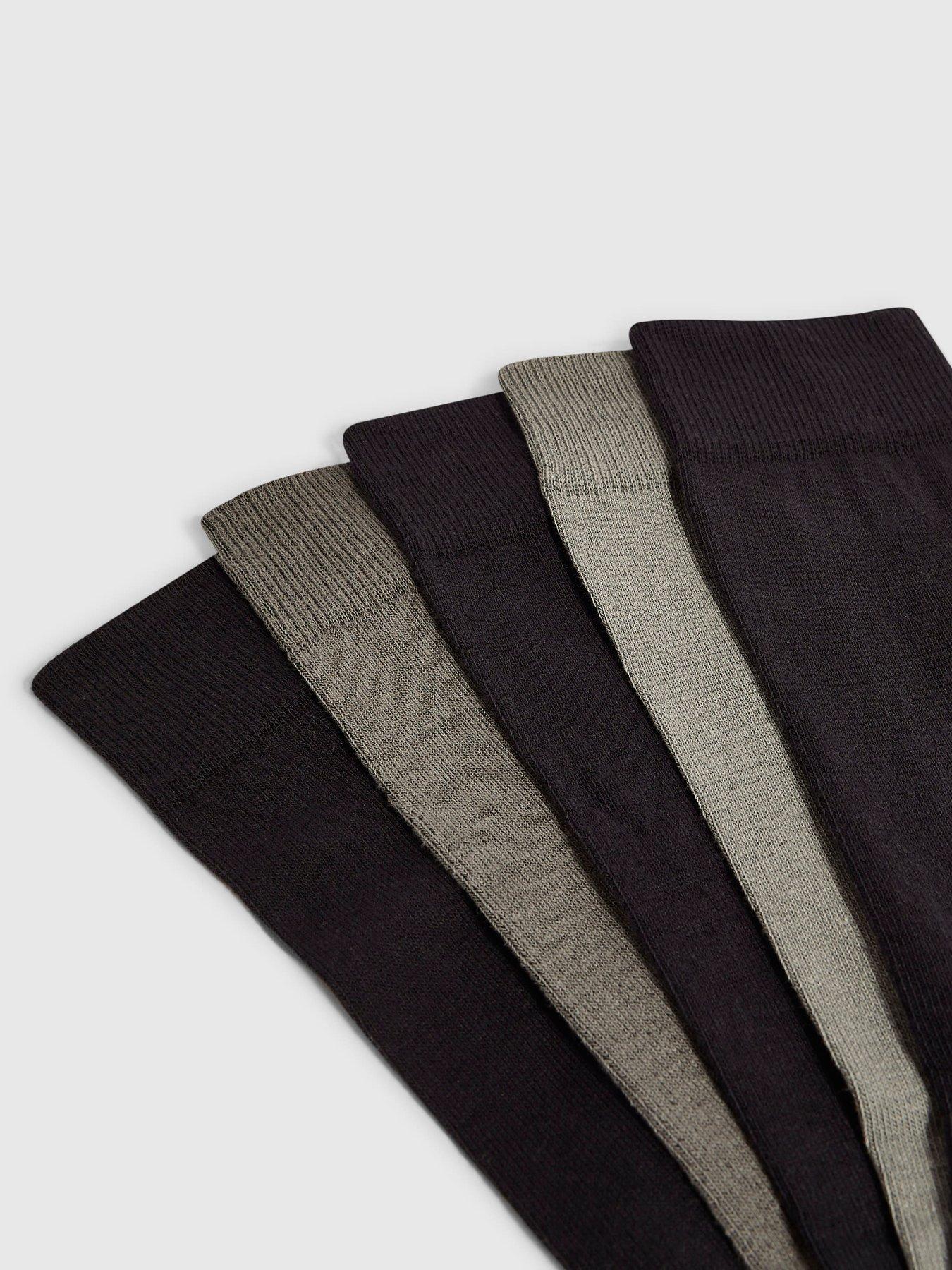 Image 2 of 3 of River Island Mens 5 Pack Ribbed Cotton Tube Socks - Blue