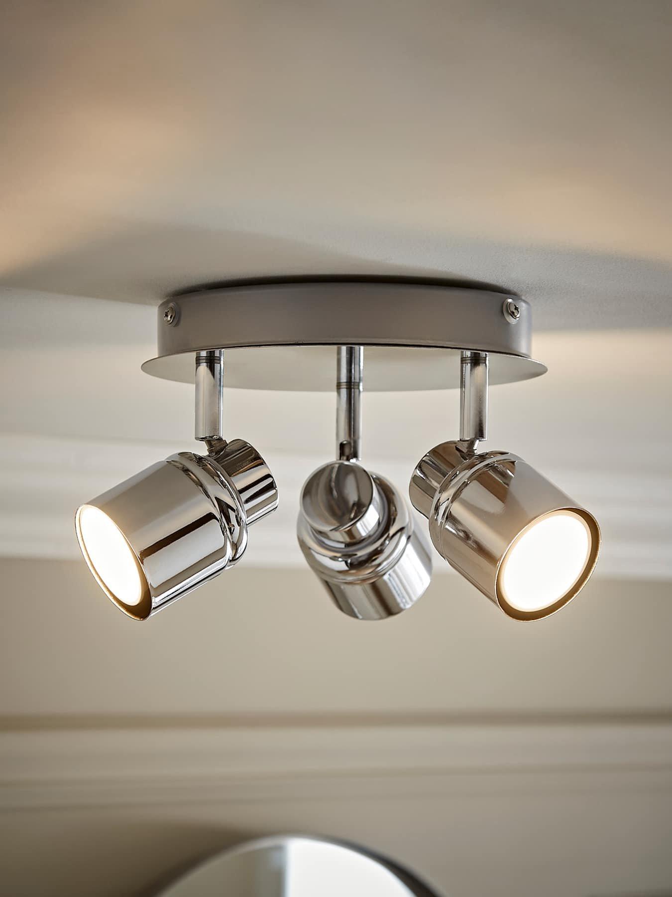 Image 1 of 6 of ValueLights Benton IP44 3 Way Round Plate Spotlight Chrome