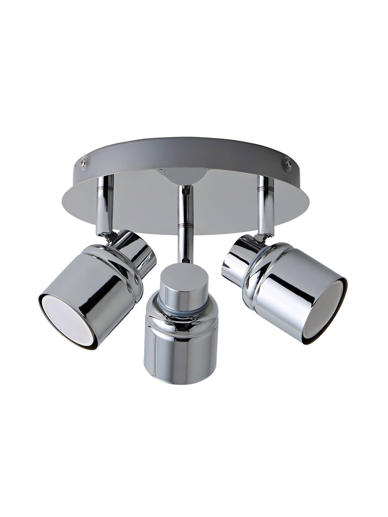 Image 6 of 6 of ValueLights Benton IP44 3 Way Round Plate Spotlight Chrome
