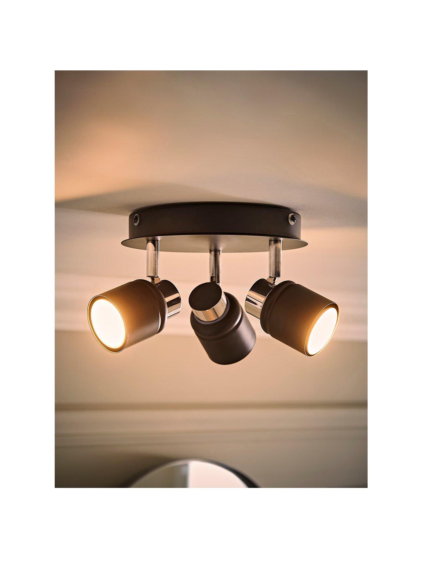 Image 2 of 6 of ValueLights Benton IP44 3 Way Round Plate Spotlight Chrome / Black
