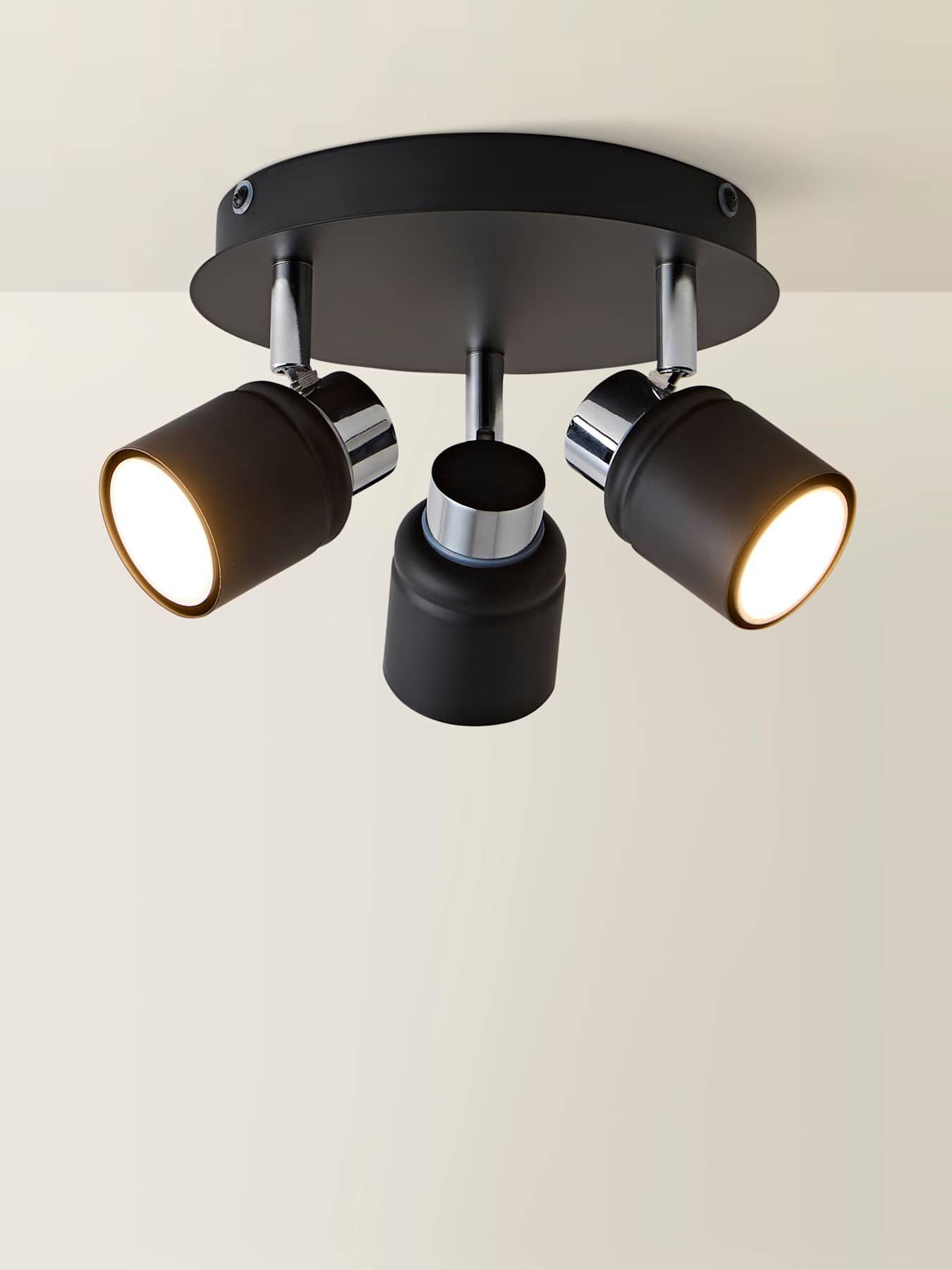 Image 3 of 6 of ValueLights Benton IP44 3 Way Round Plate Spotlight Chrome / Black
