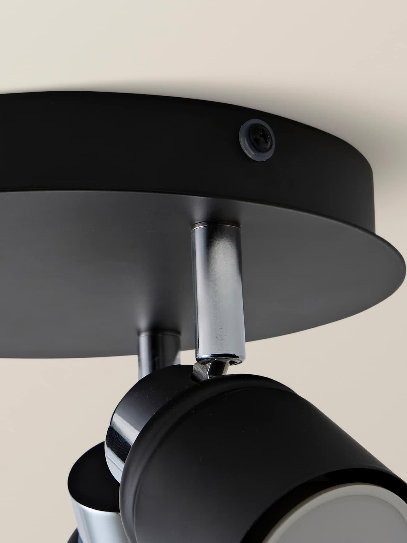 Image 5 of 6 of ValueLights Benton IP44 3 Way Round Plate Spotlight Chrome / Black