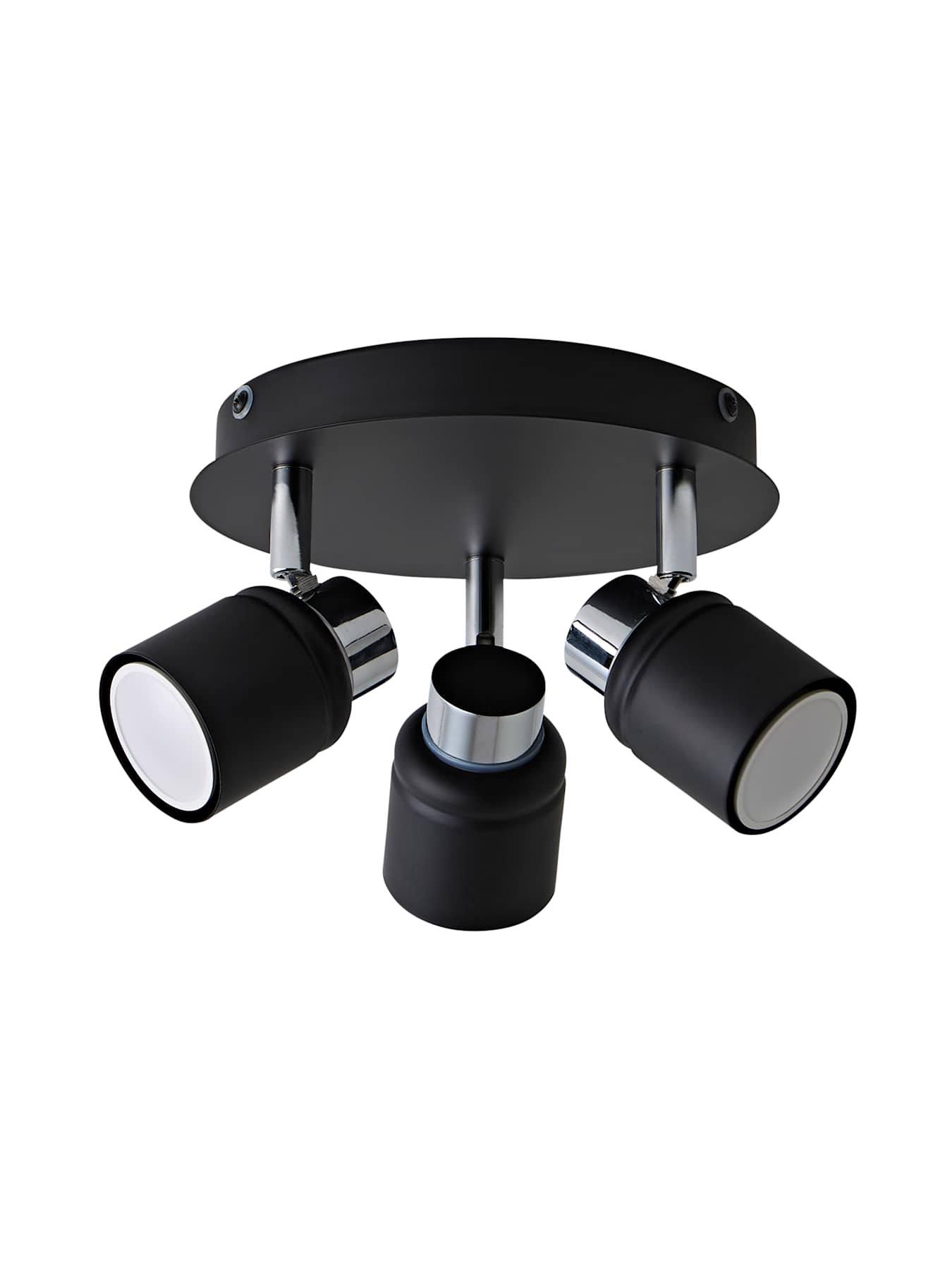 Image 6 of 6 of ValueLights Benton IP44 3 Way Round Plate Spotlight Chrome / Black