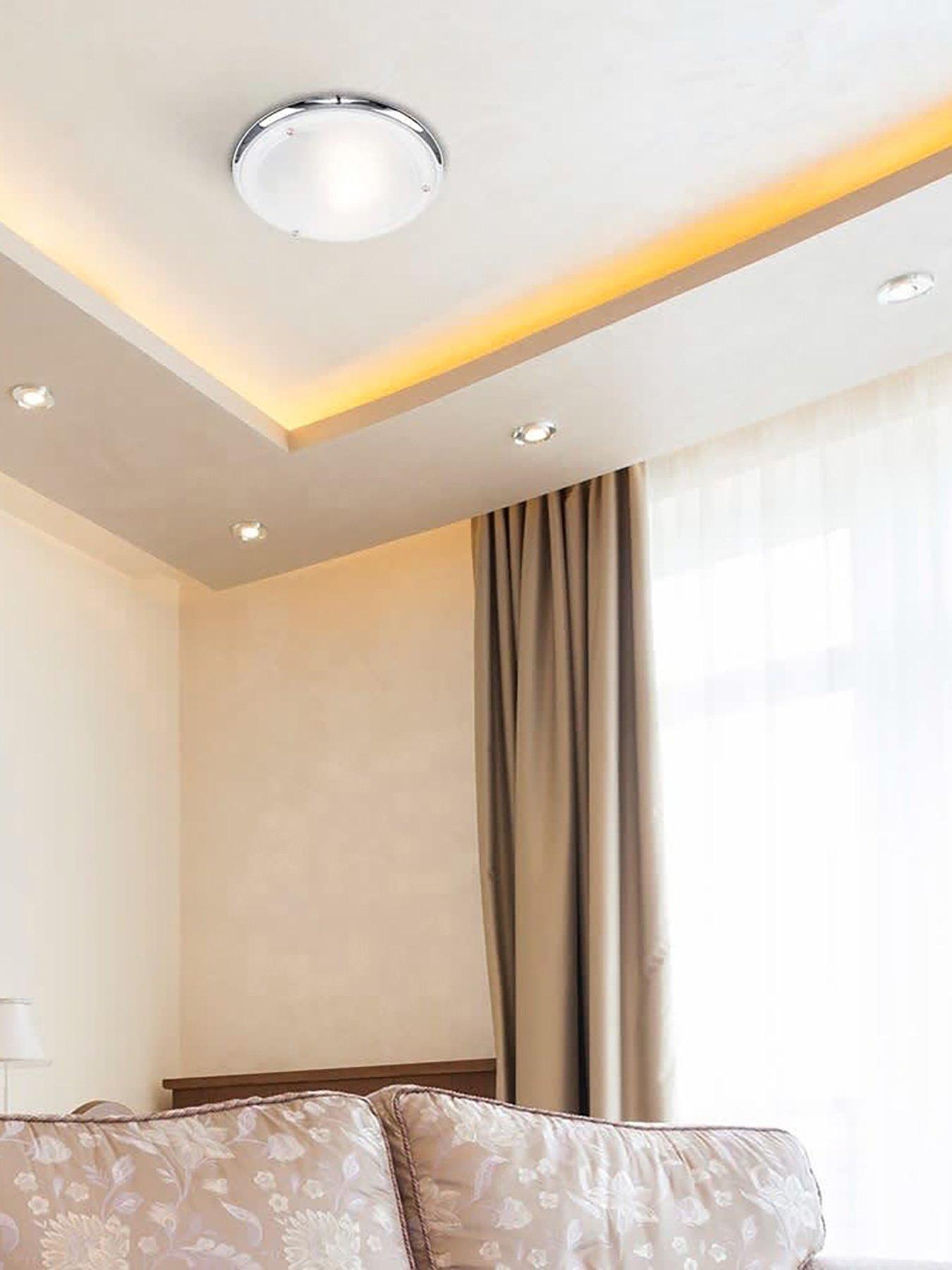MiniSun | Modern Silver Chrome and Glass Flush Ceiling Light | Bath Ceiling Lights, Home Décor & Improvement Essential | Mains Wired - Image 3