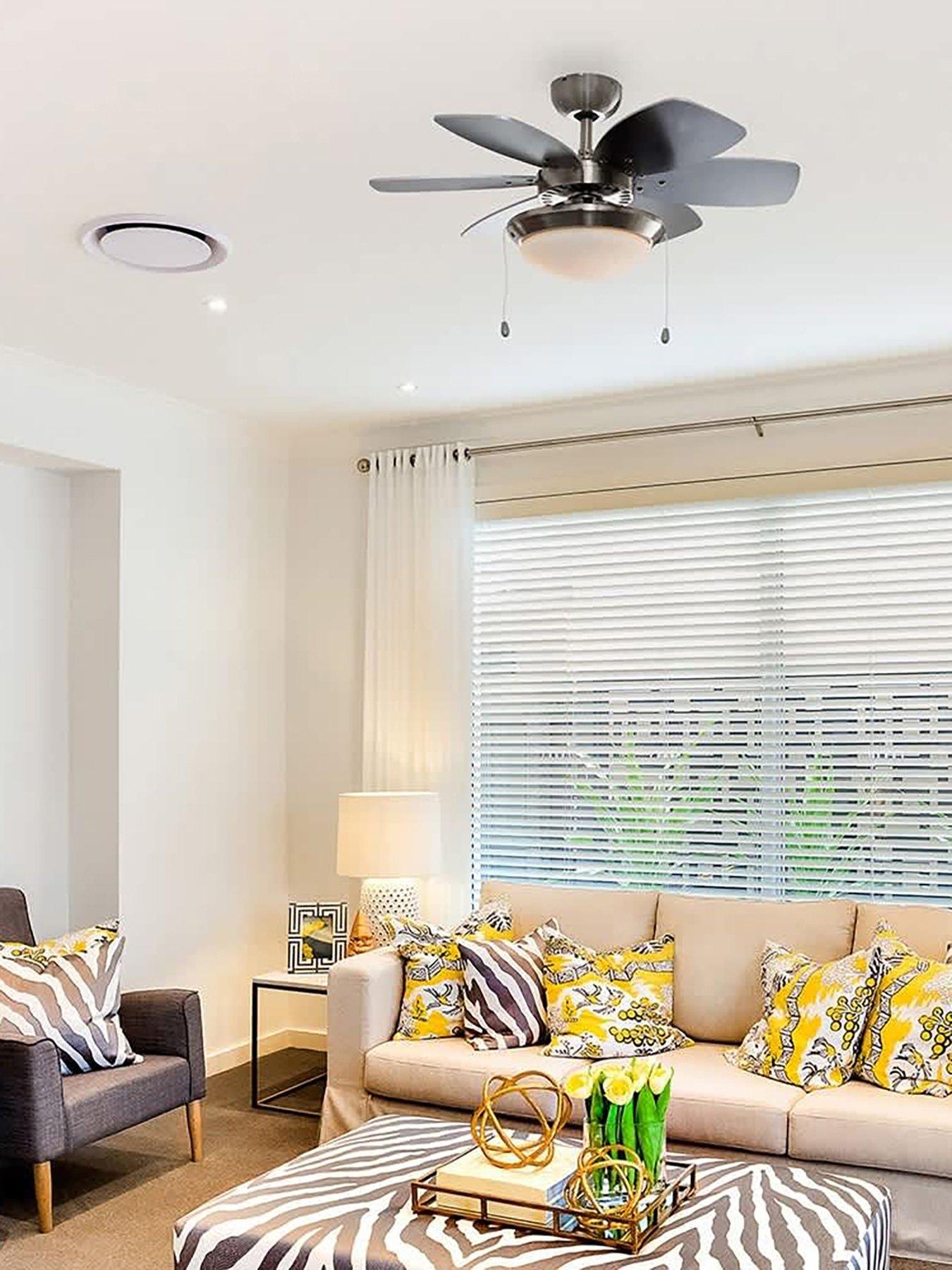 Valuelights Spitfire Brushed Chrome Reversible Ceiling Fan With Light 30 Inch - Image 4