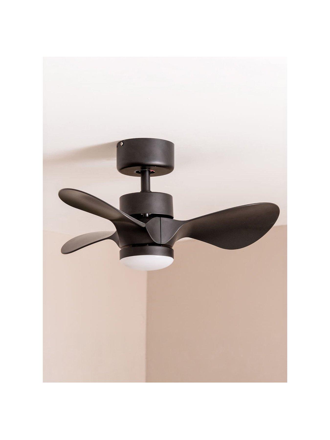 Image 2 of 7 of ValueLights Matt Black 24" 3 Blade Ceiling Fan with integrated LED Light and Remote Control
