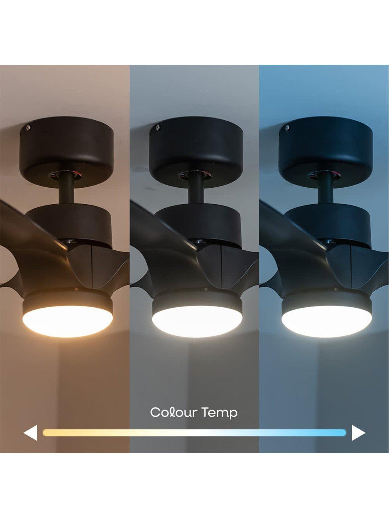Image 5 of 7 of ValueLights Matt Black 24" 3 Blade Ceiling Fan with integrated LED Light and Remote Control