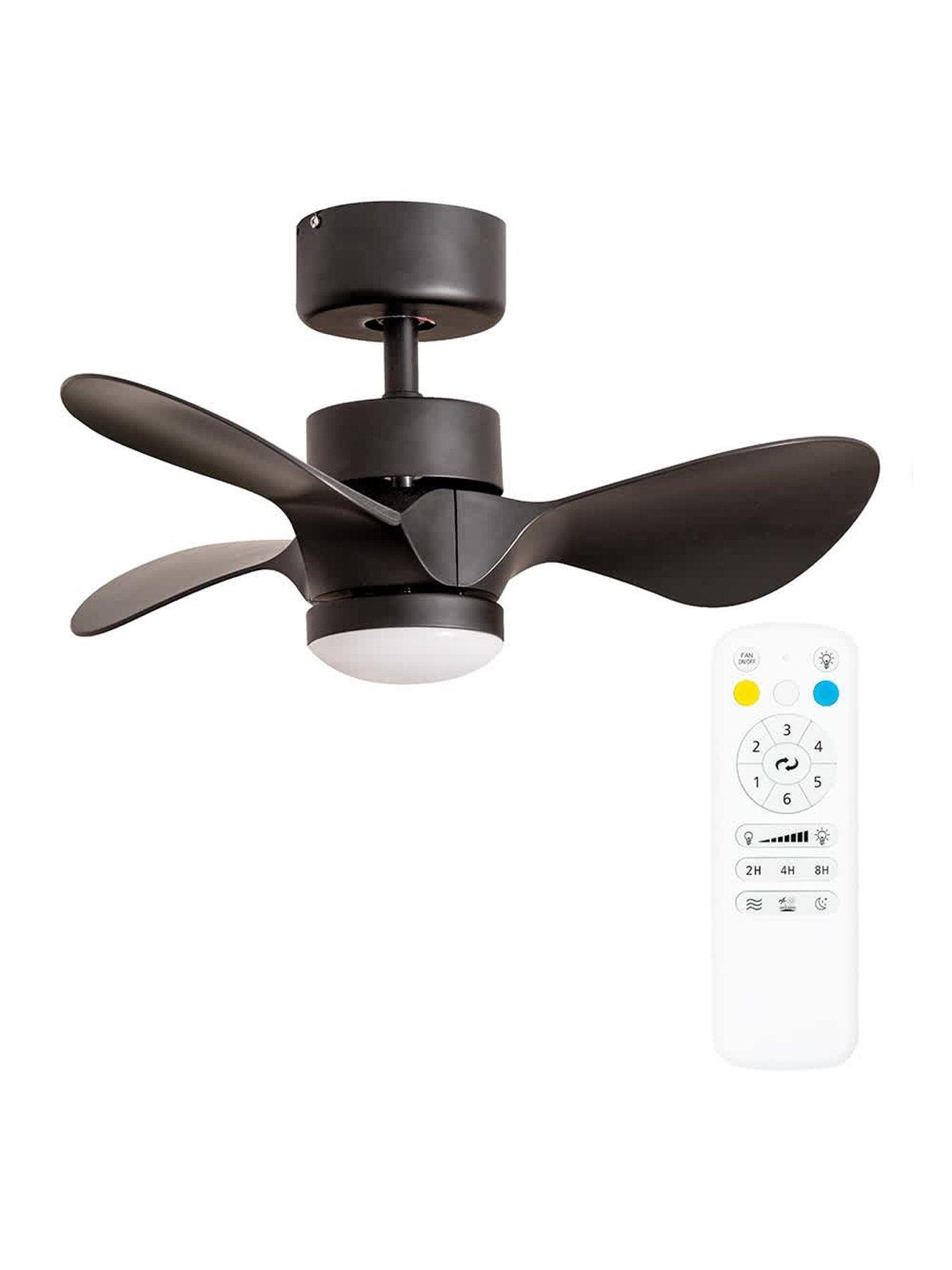 Image 6 of 7 of ValueLights Matt Black 24" 3 Blade Ceiling Fan with integrated LED Light and Remote Control
