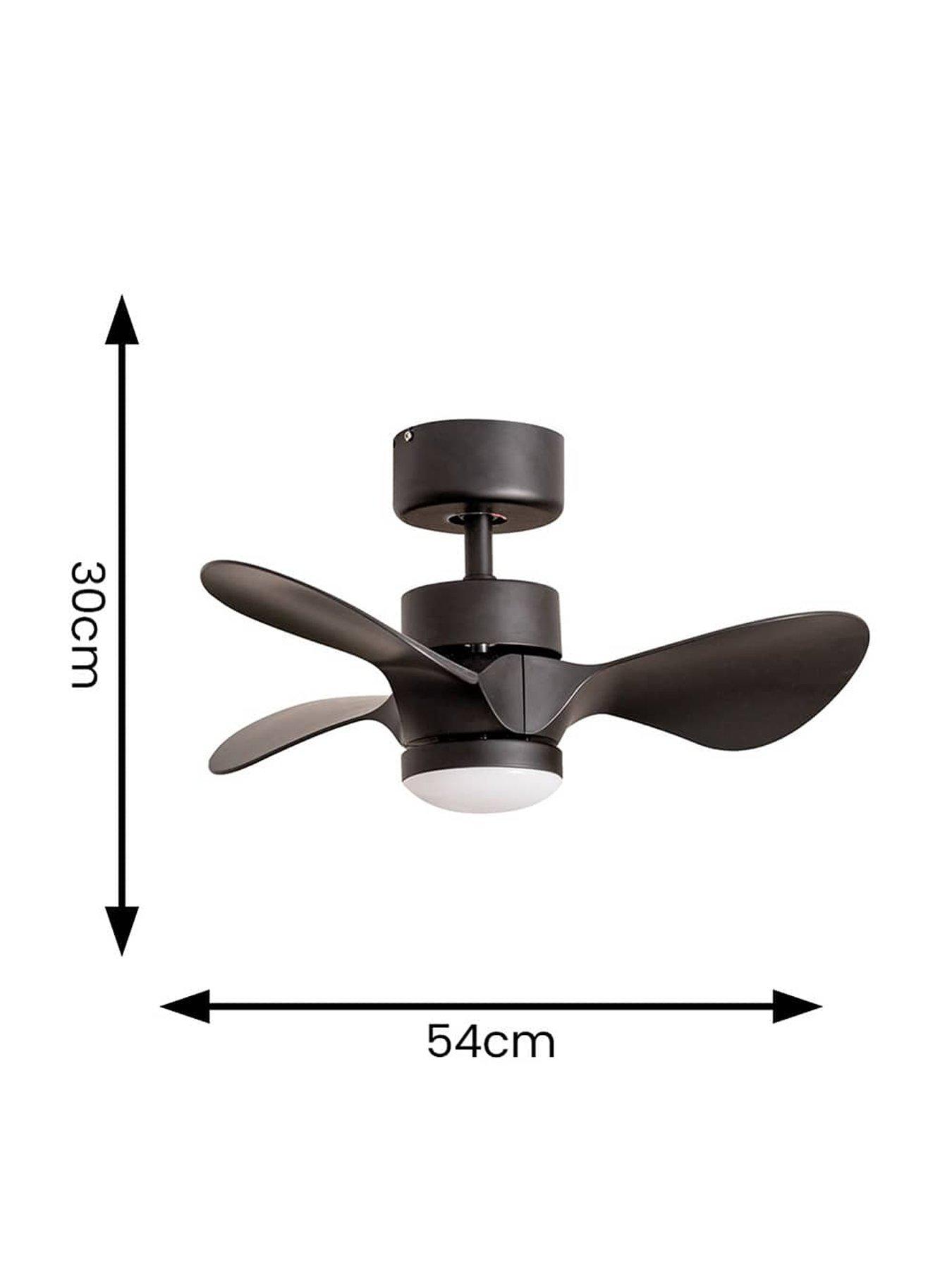 Image 7 of 7 of ValueLights Matt Black 24" 3 Blade Ceiling Fan with integrated LED Light and Remote Control