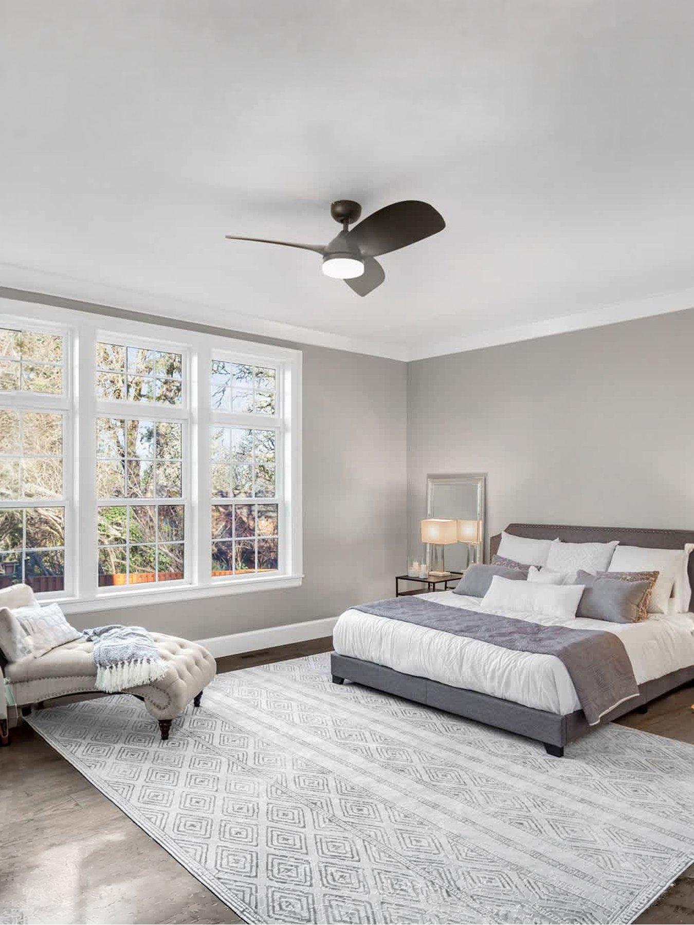 Image 1 of 6 of ValueLights Matt Black 36" 3 Blade Ceiling Fan with Integrated LED Light and Remote Control