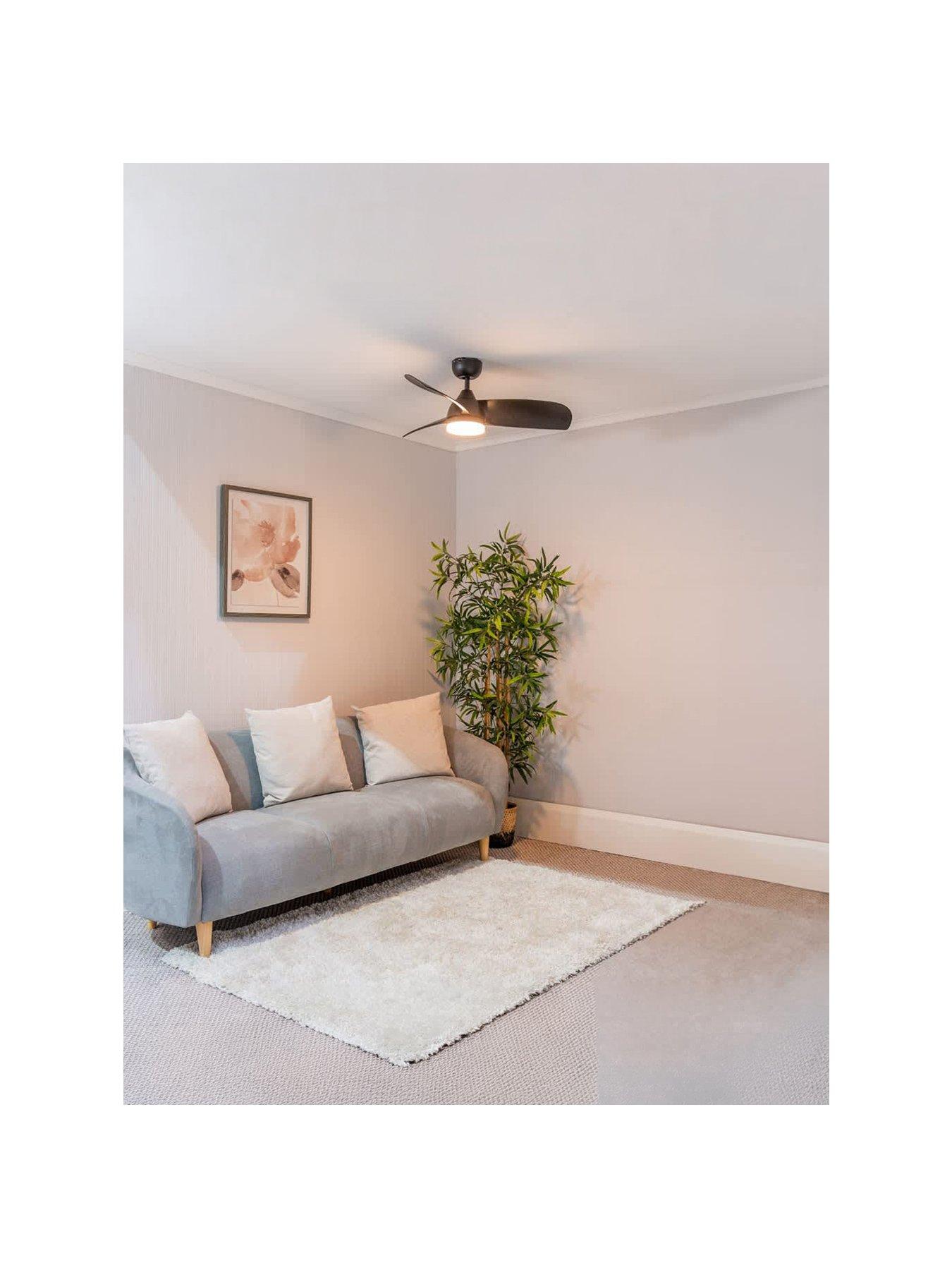 Image 2 of 6 of ValueLights Matt Black 36" 3 Blade Ceiling Fan with Integrated LED Light and Remote Control