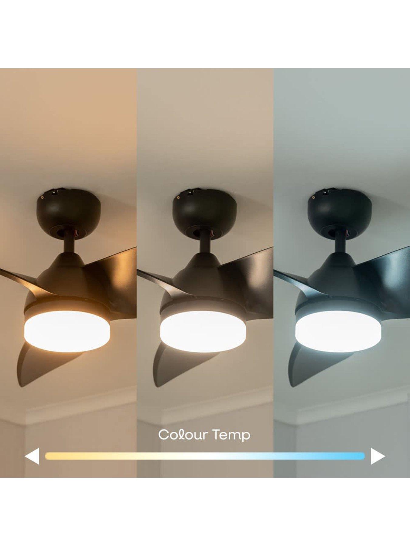 Image 4 of 6 of ValueLights Matt Black 36" 3 Blade Ceiling Fan with Integrated LED Light and Remote Control