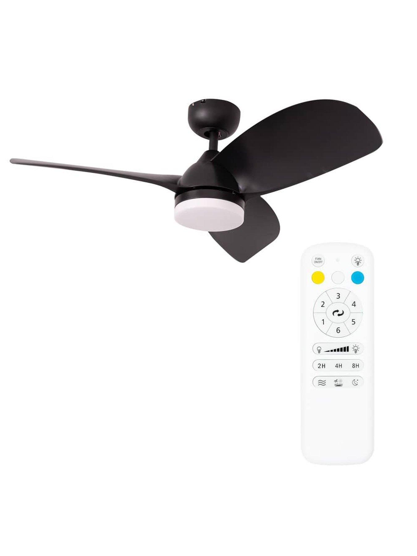 Image 5 of 6 of ValueLights Matt Black 36" 3 Blade Ceiling Fan with Integrated LED Light and Remote Control