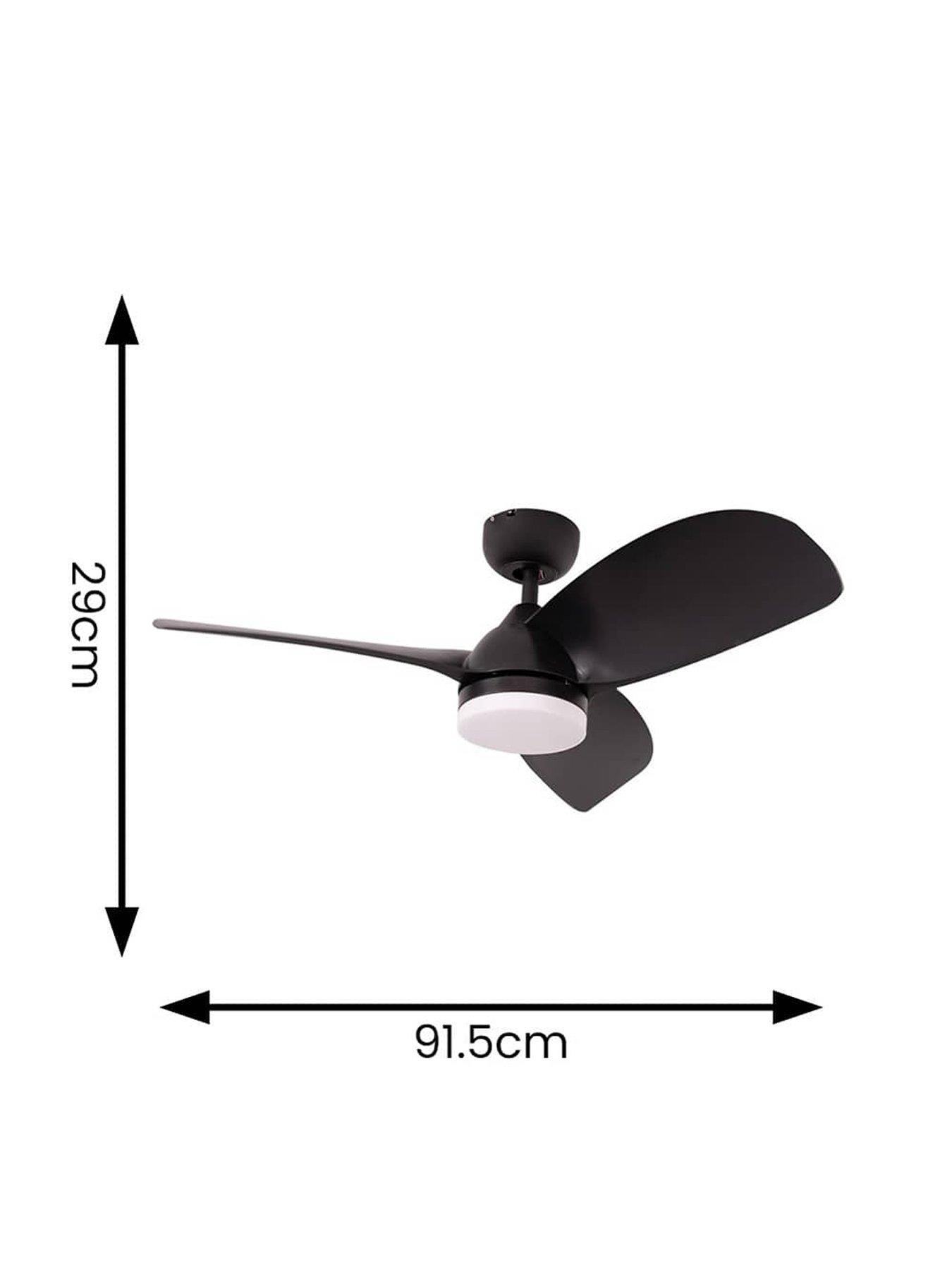 Image 6 of 6 of ValueLights Matt Black 36" 3 Blade Ceiling Fan with Integrated LED Light and Remote Control