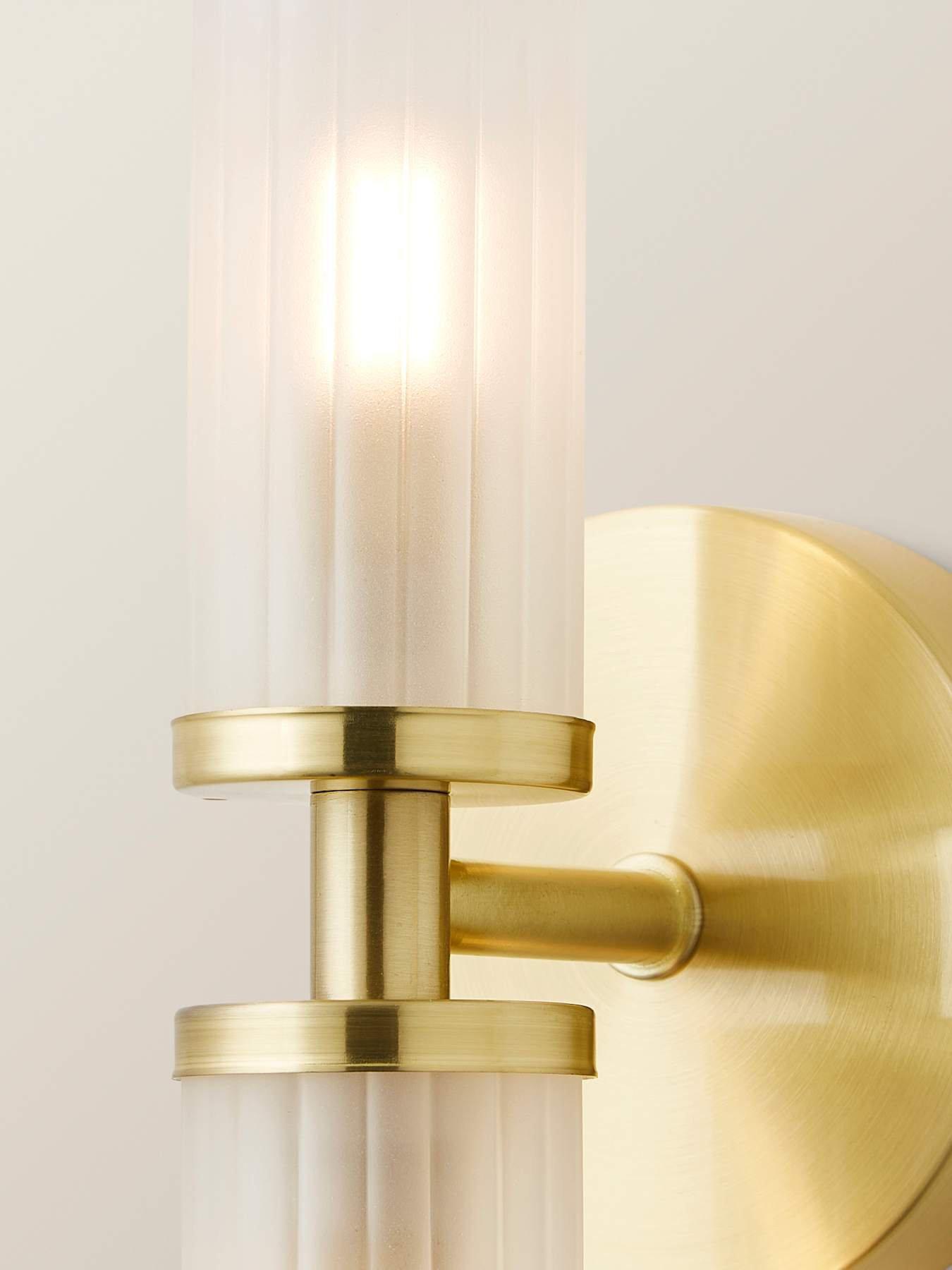Image 4 of 6 of ValueLights Canya IP44 2 way  Brushed Gold  wall light with reeded glass