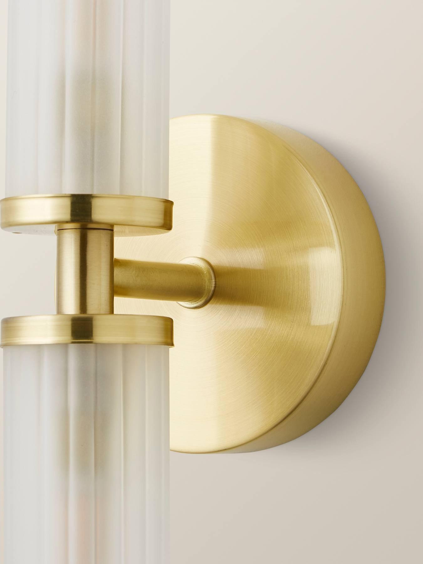 Image 5 of 6 of ValueLights Canya IP44 2 way  Brushed Gold  wall light with reeded glass
