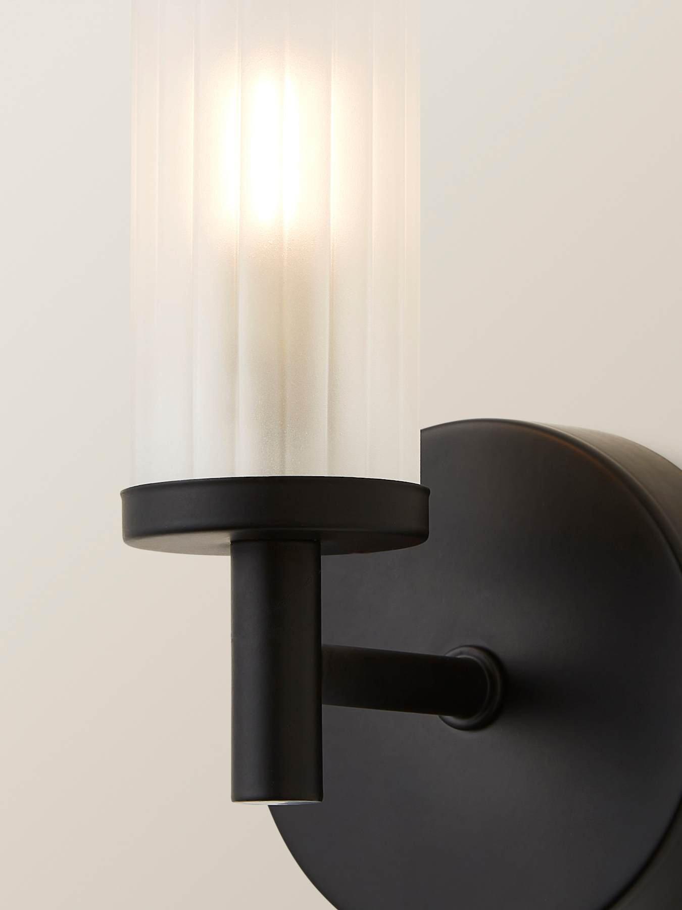 Image 4 of 6 of ValueLights Canya IP44 Matt Black wall light with reeded glass