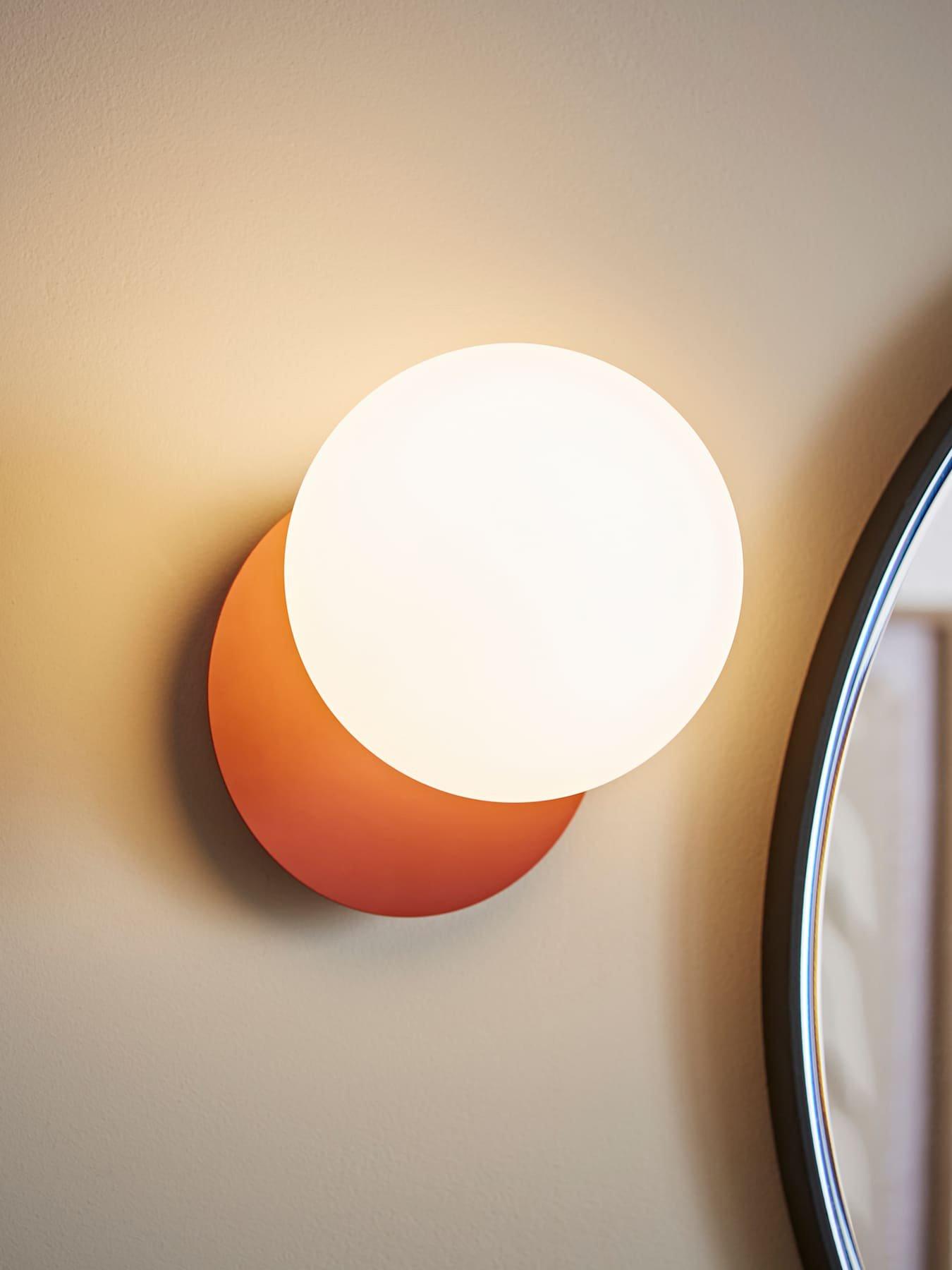 Valuelights Darla Flush Globe Wall Light Rust (Ip44) - Image 3