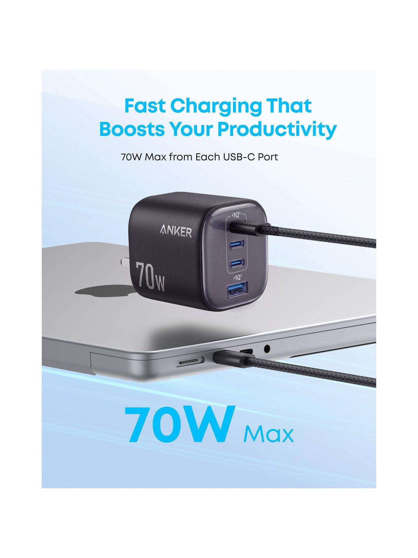 Image 3 of 7 of Anker Zolo 4-Port USB-C Charger, 70W Super Fast Charging with USB-C Cable, Black