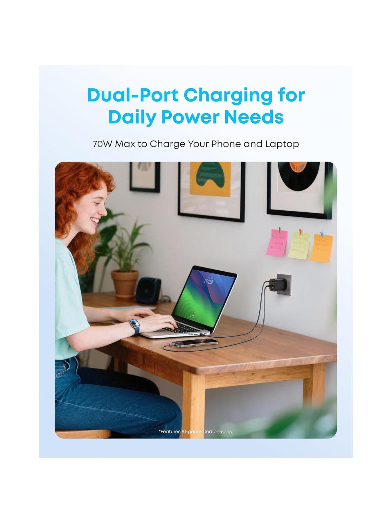 Image 5 of 7 of Anker Zolo 4-Port USB-C Charger, 70W Super Fast Charging with USB-C Cable, Black