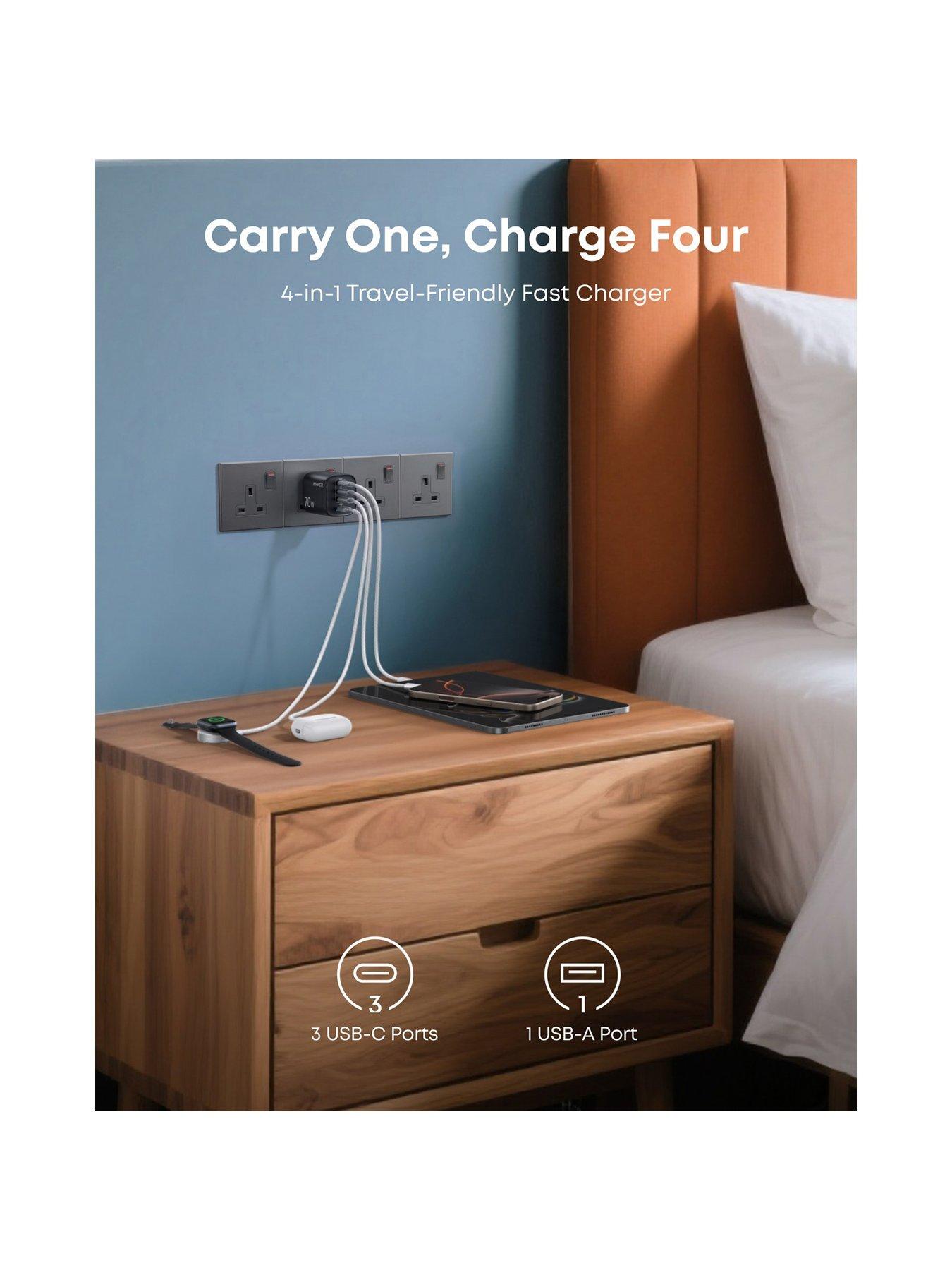 Image 6 of 7 of Anker Zolo 4-Port USB-C Charger, 70W Super Fast Charging with USB-C Cable, Black