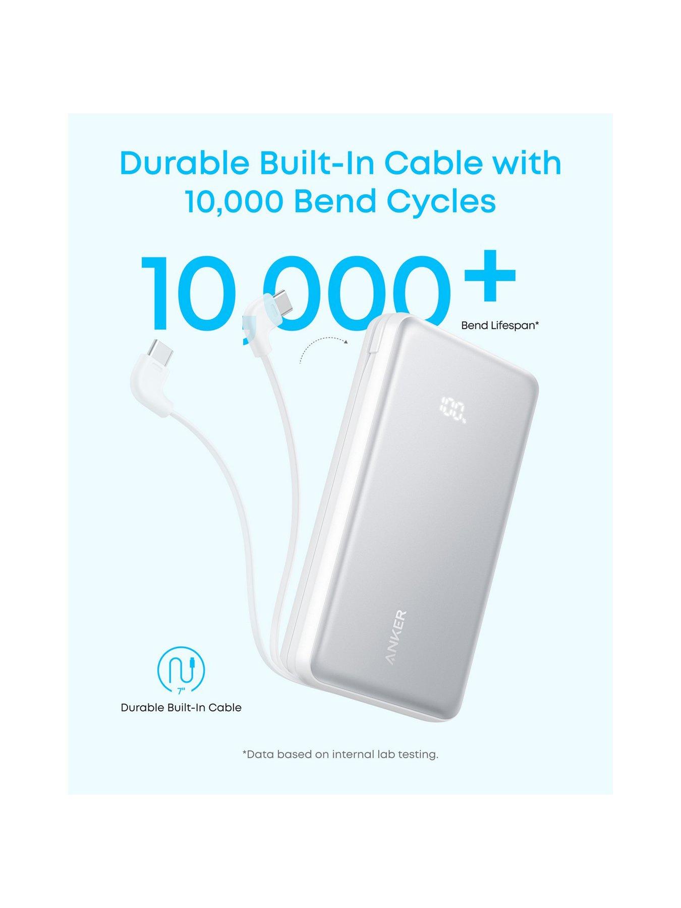 Image 5 of 7 of Anker Anker Zolo Power Bank, 20,000mAh Portable Charger 22.5W Output with Built-in USB-C Cable, White