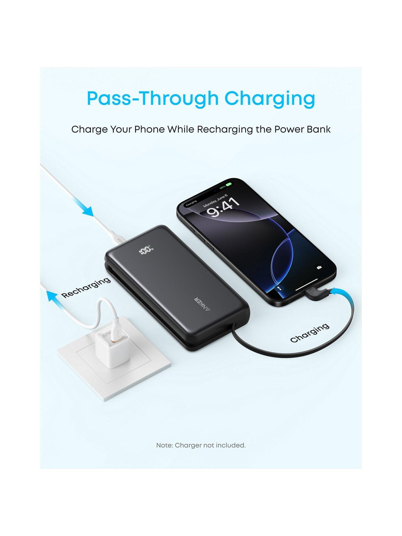 Image 6 of 7 of Anker Anker Zolo Power Bank, 20,000mAh Portable Charger 22.5W Output with Built-in USB-C Cable, White