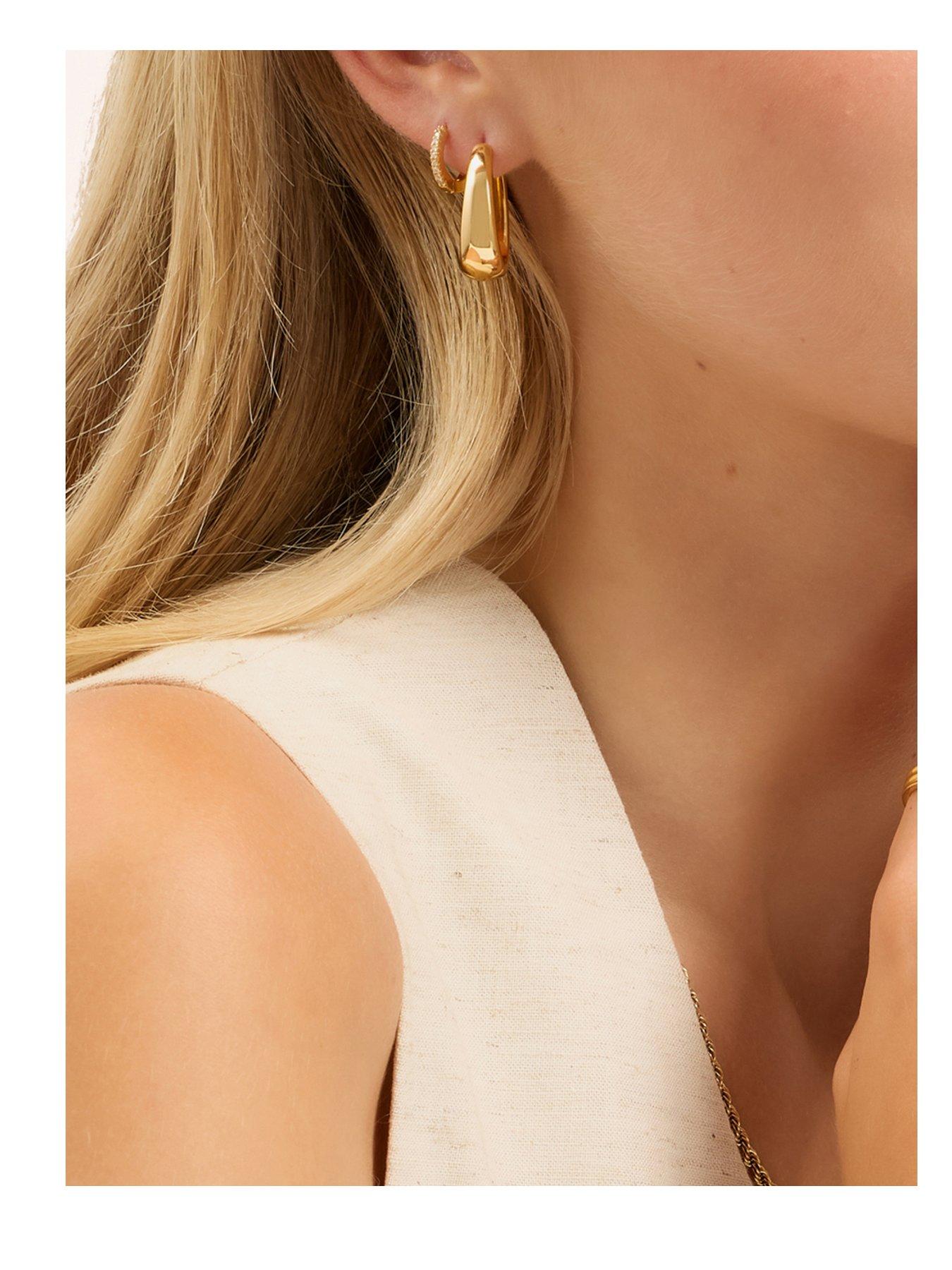 Image 1 of 4 of Abbott Lyon Oval Hoop Earrings 14ct Gold Plated