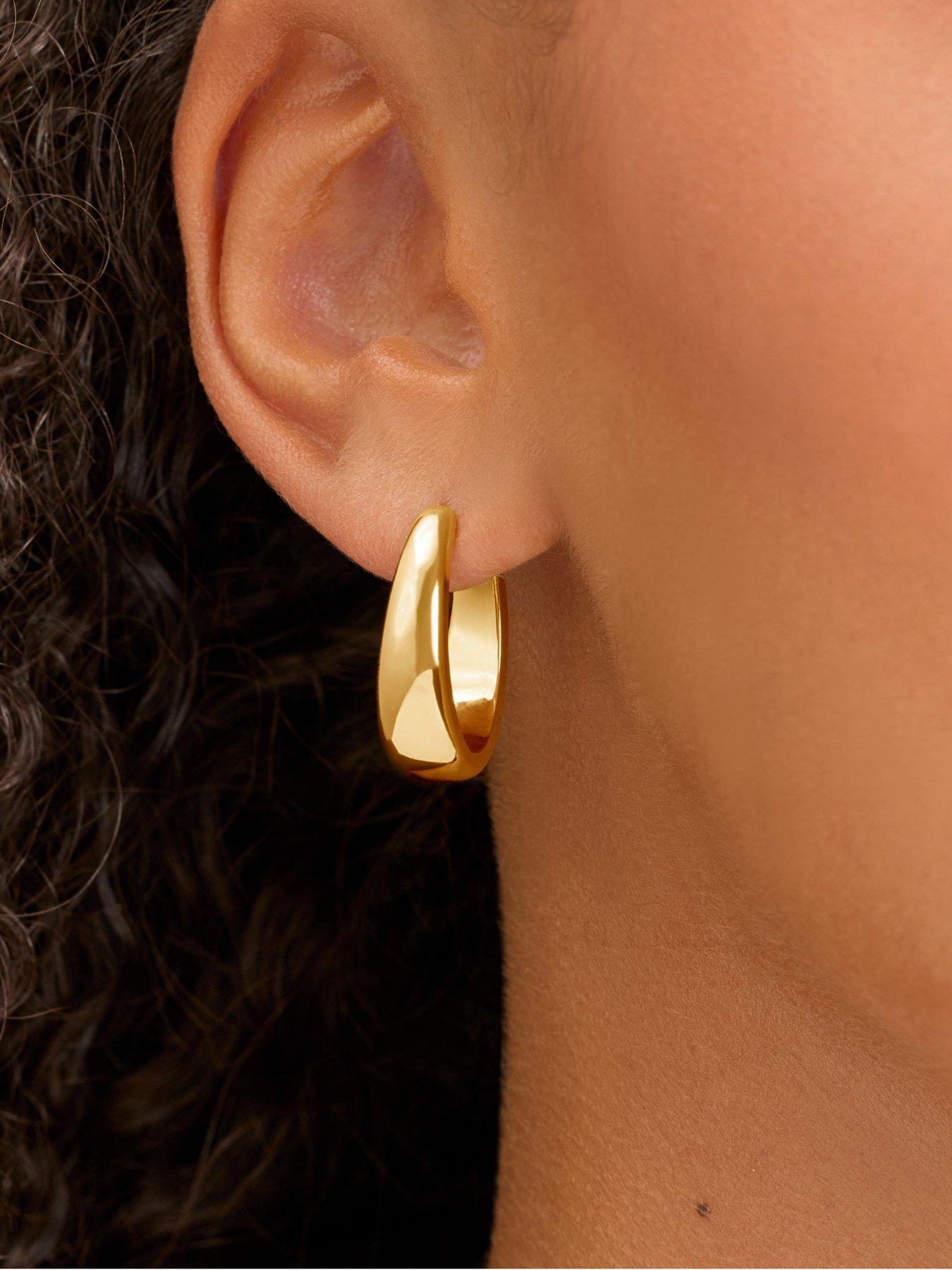Image 3 of 4 of Abbott Lyon Oval Hoop Earrings 14ct Gold Plated