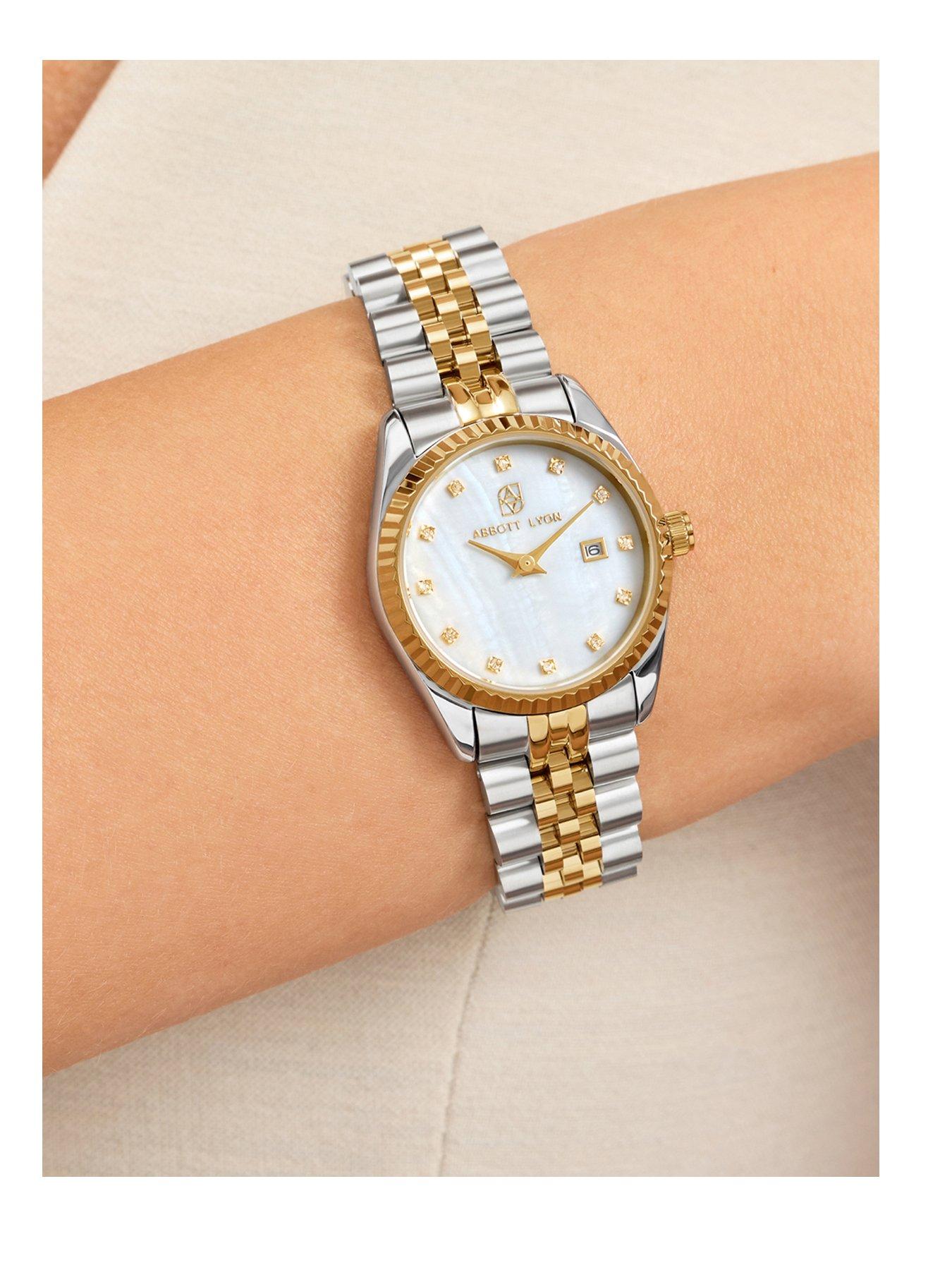 Image 1 of 4 of Abbott Lyon Mini Two Tone Pearl Belgravia Watch 14ct Gold Plated